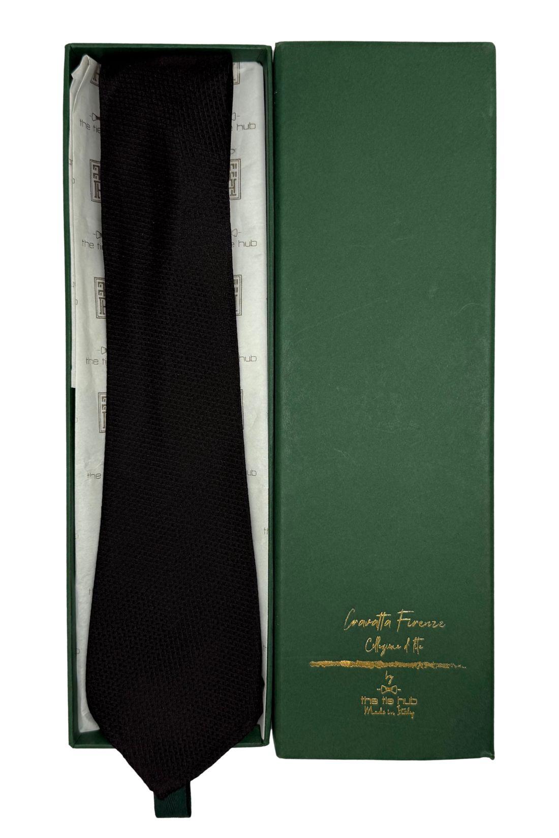 Black Solid Italian Silk Necktie for Men