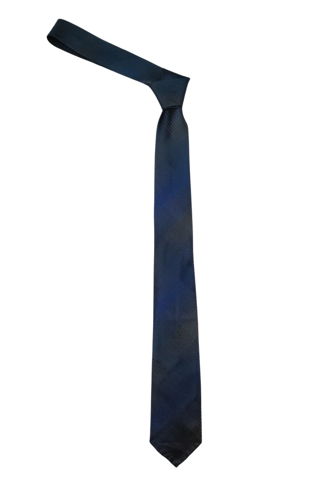 Blue Checkered Italian Silk Necktie for Men