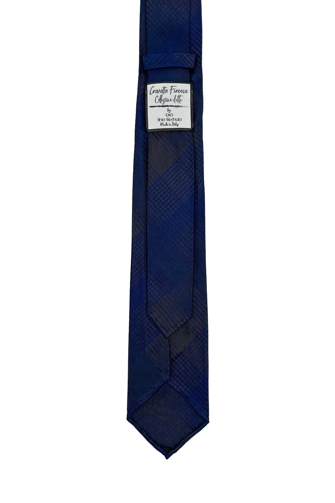 Blue Checkered Italian Silk Necktie for Men