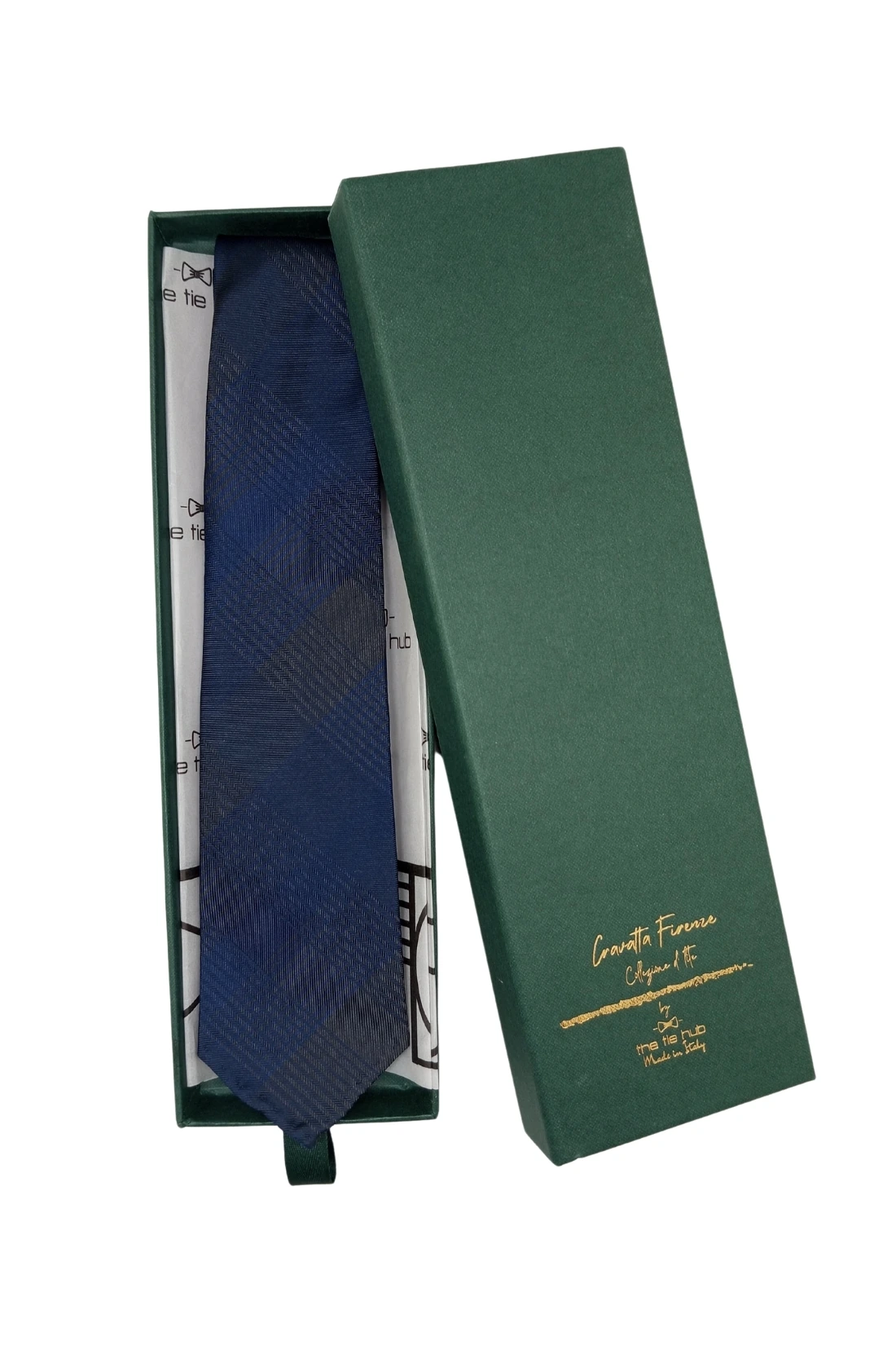 Blue Checkered Italian Silk Necktie for Men