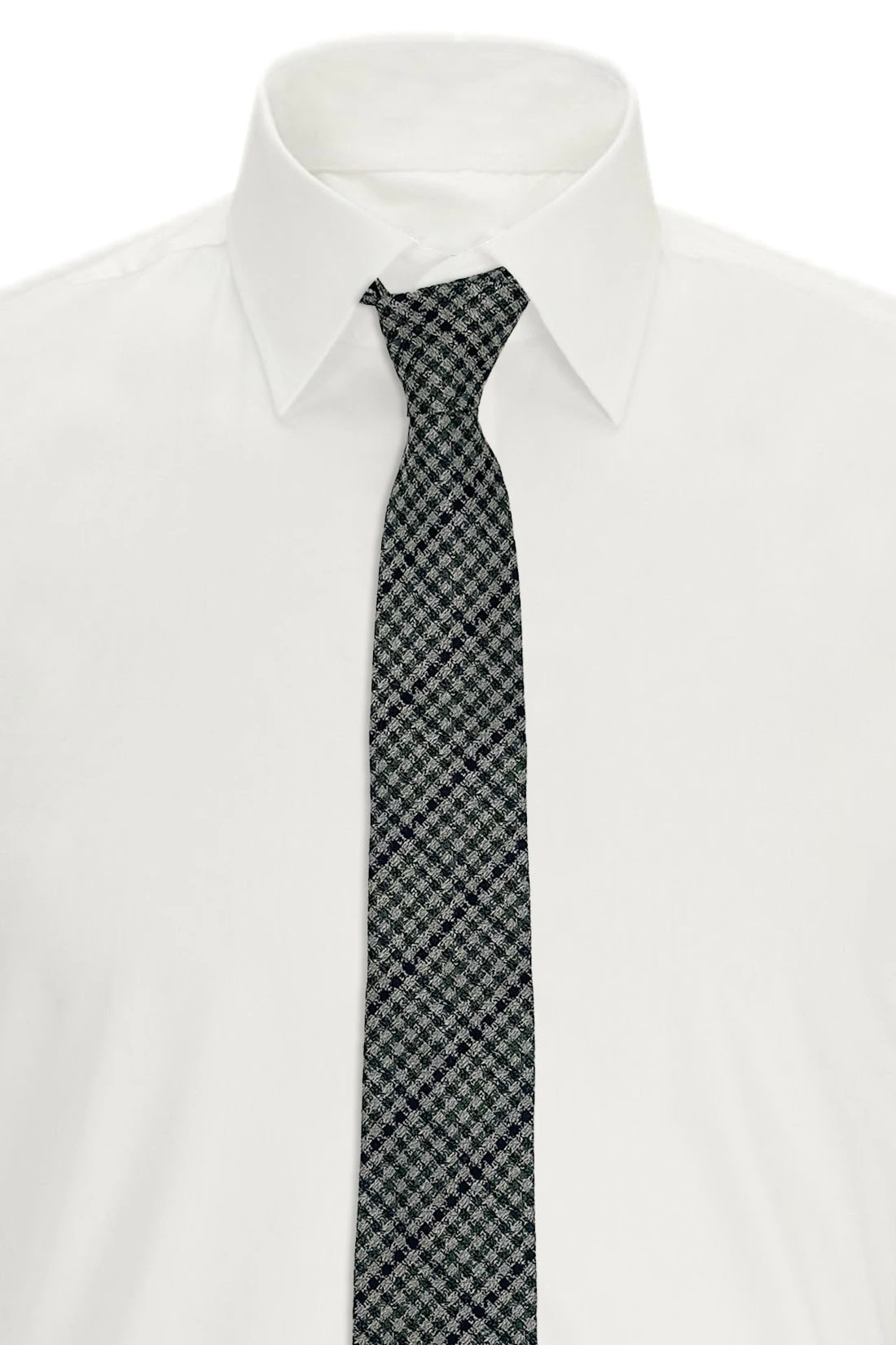 Green Checkered Italian Silk Necktie for Men
