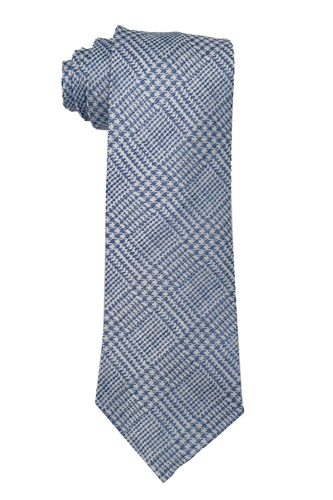 Blue Checkered Italian Silk Necktie for Men