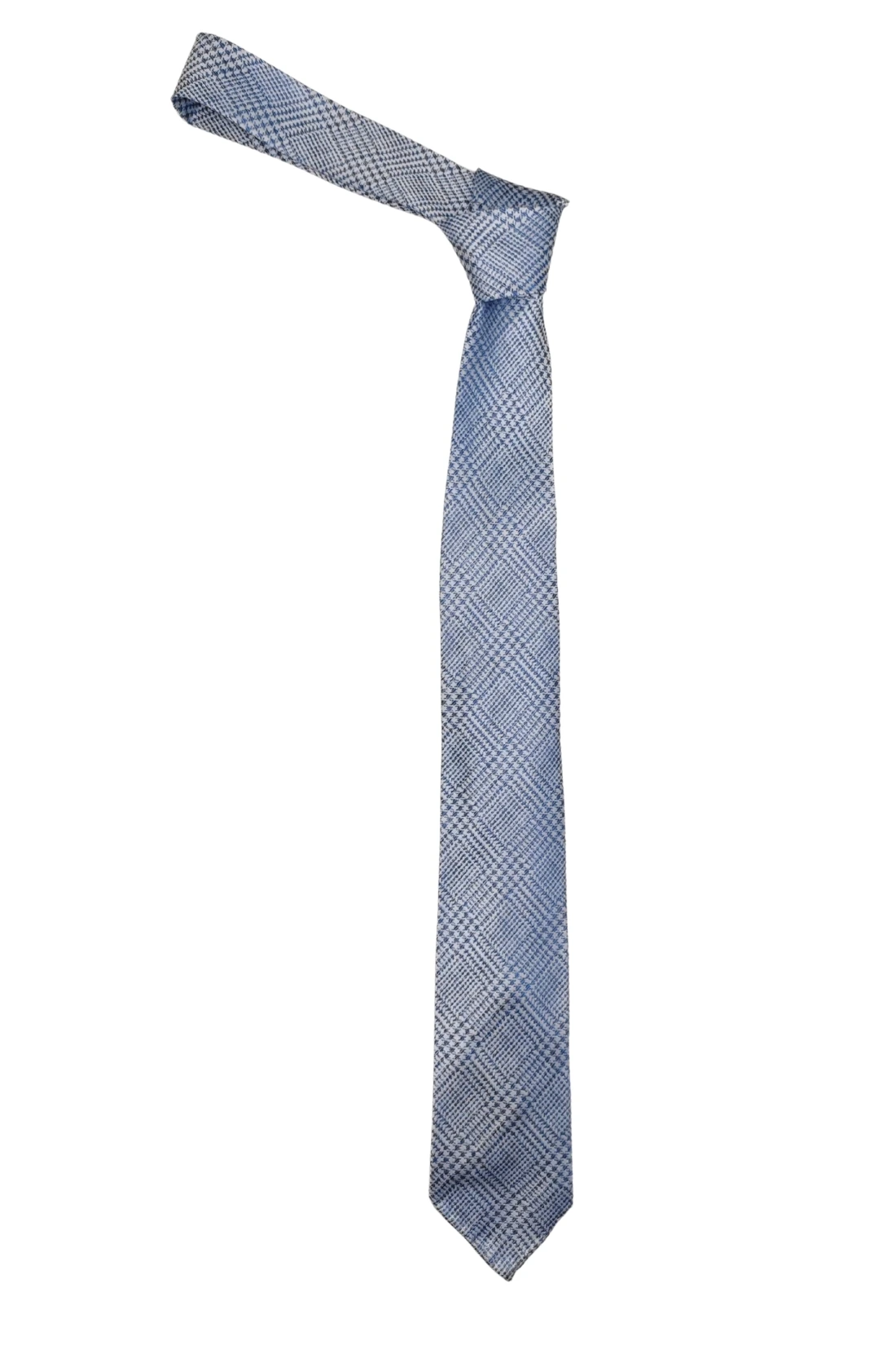 Blue Checkered Italian Silk Necktie for Men