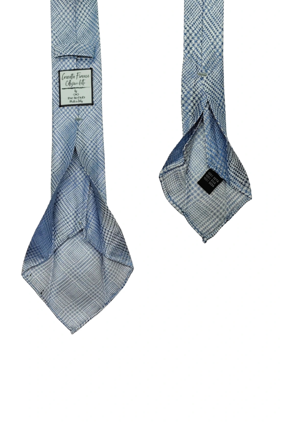 Blue Checkered Italian Silk Necktie for Men