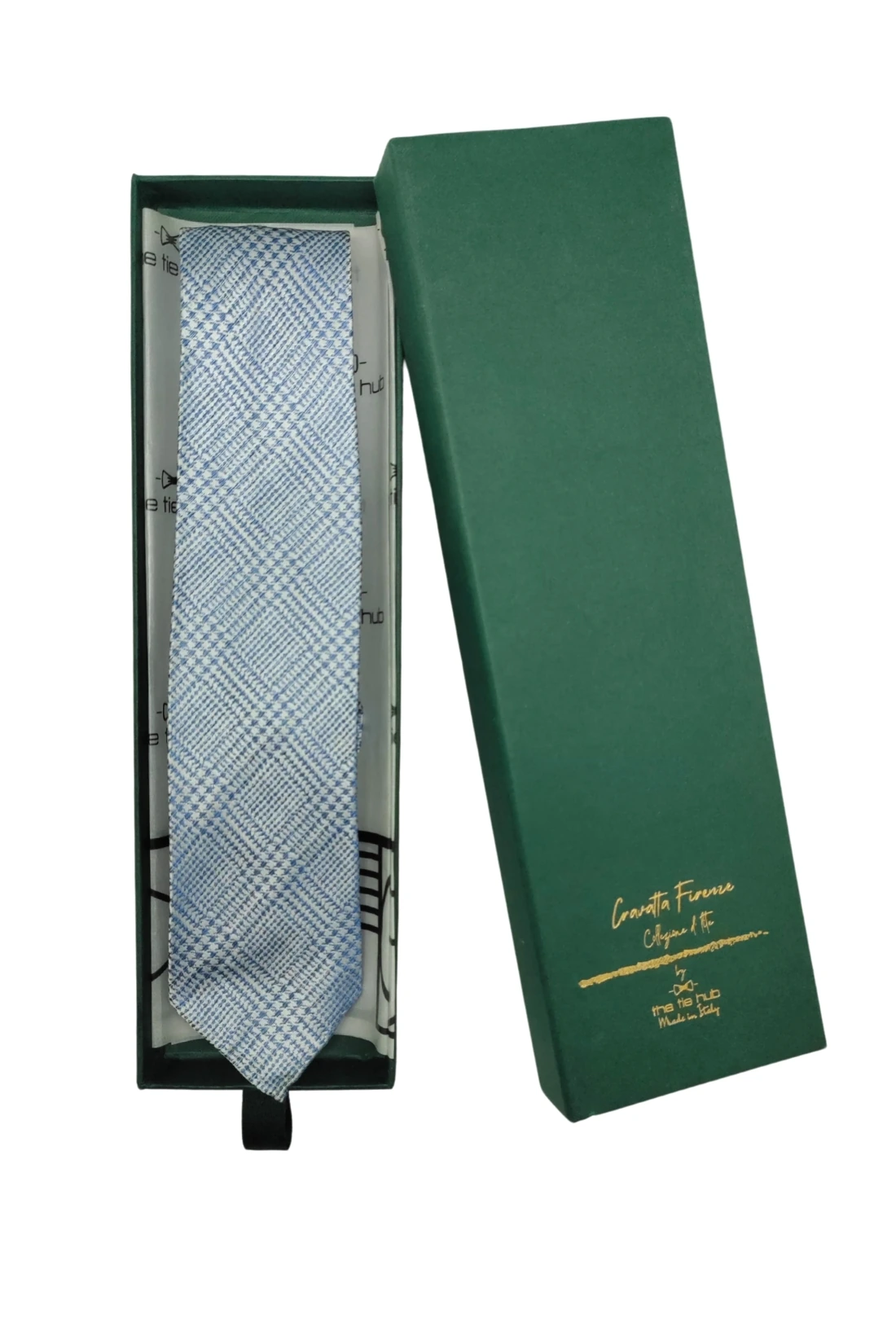 Blue Checkered Italian Silk Necktie for Men