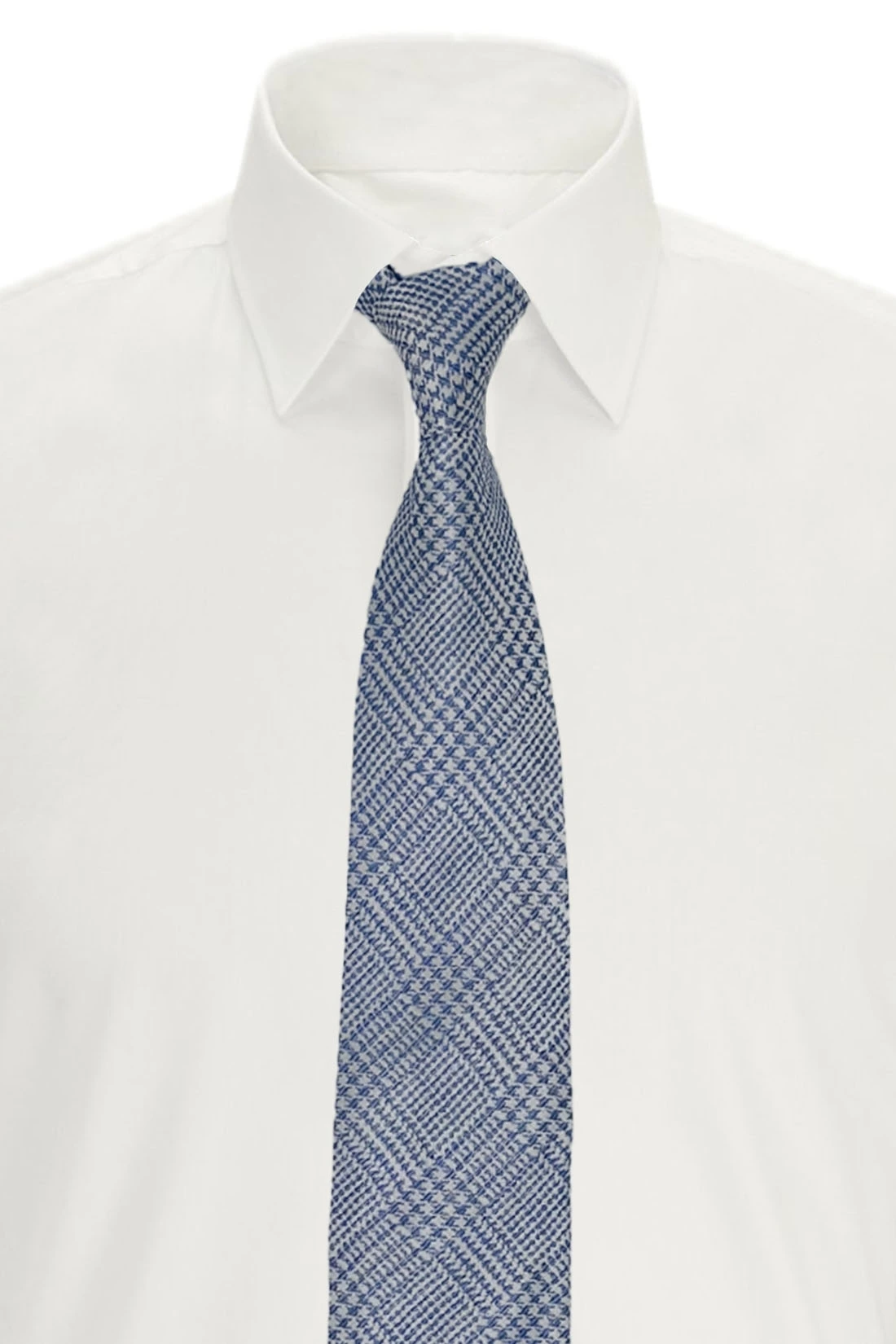 Blue Checkered Italian Silk Necktie for Men