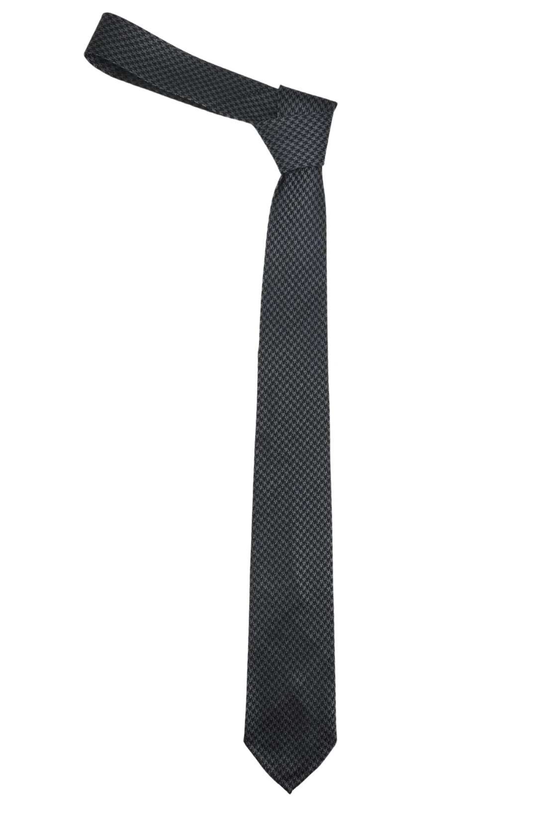Black Geometric Italian Silk Necktie for Men