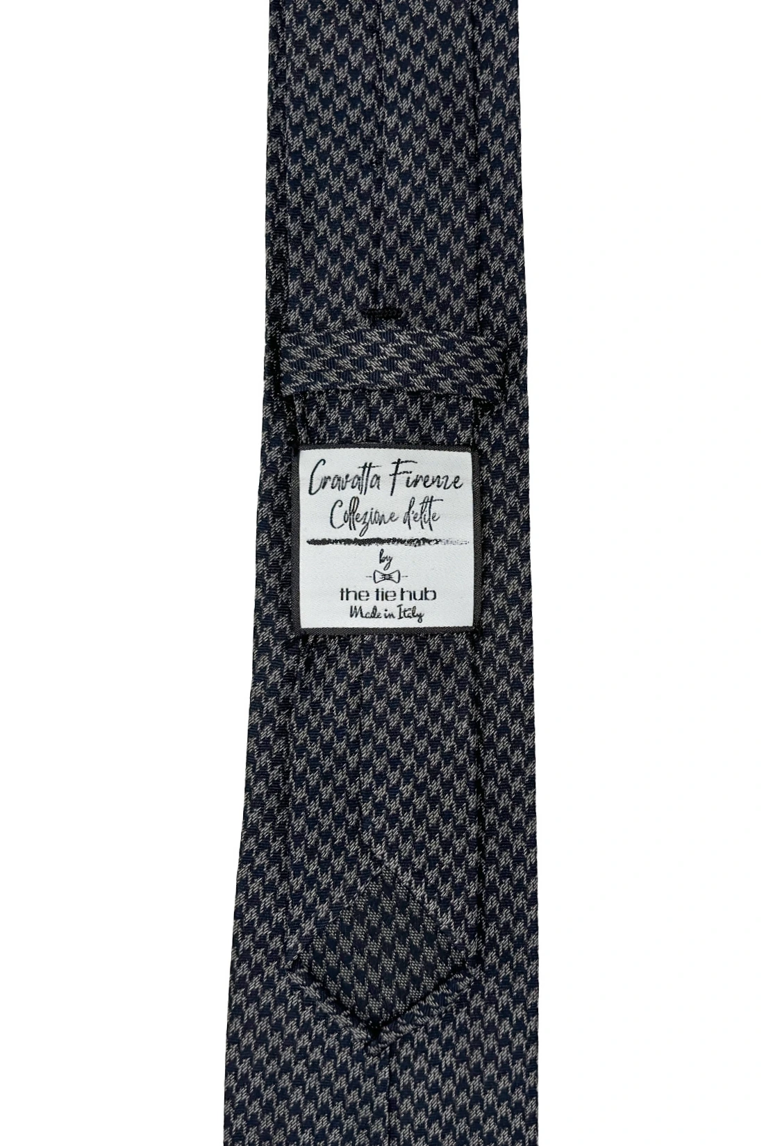 Black Geometric Italian Silk Necktie for Men