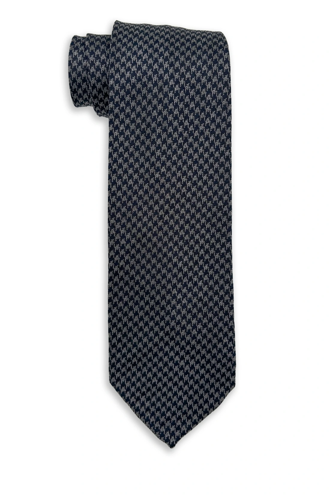 Black Geometric Italian Silk Necktie for Men