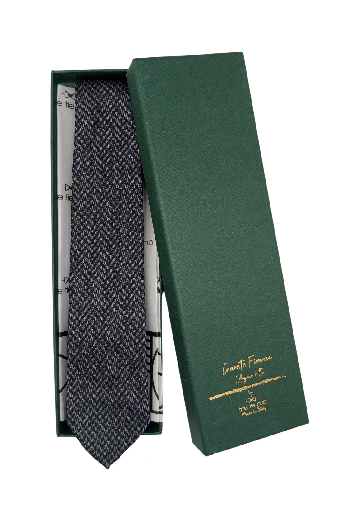 Black Geometric Italian Silk Necktie for Men