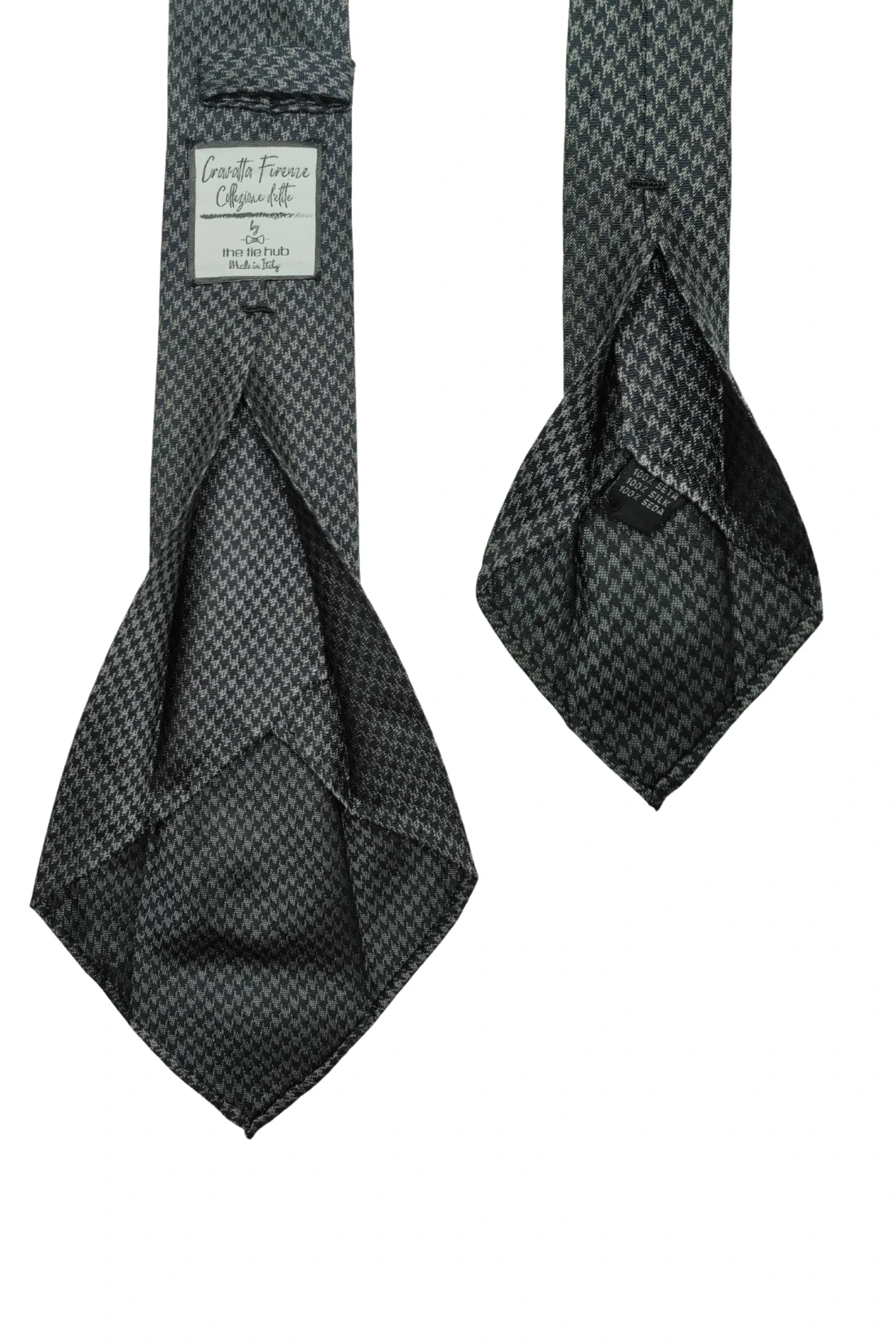 Black Geometric Italian Silk Necktie for Men