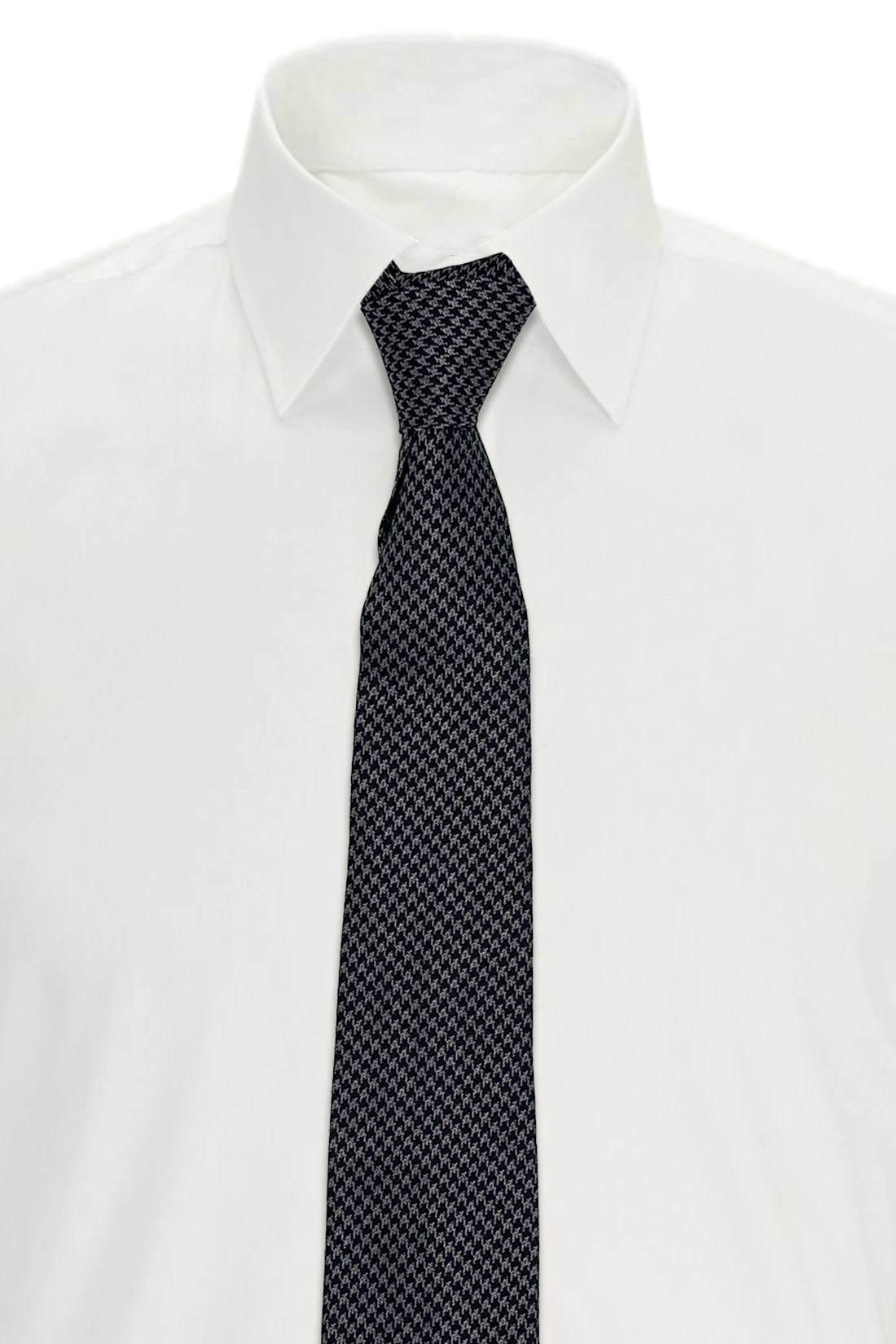 Black Geometric Italian Silk Necktie for Men