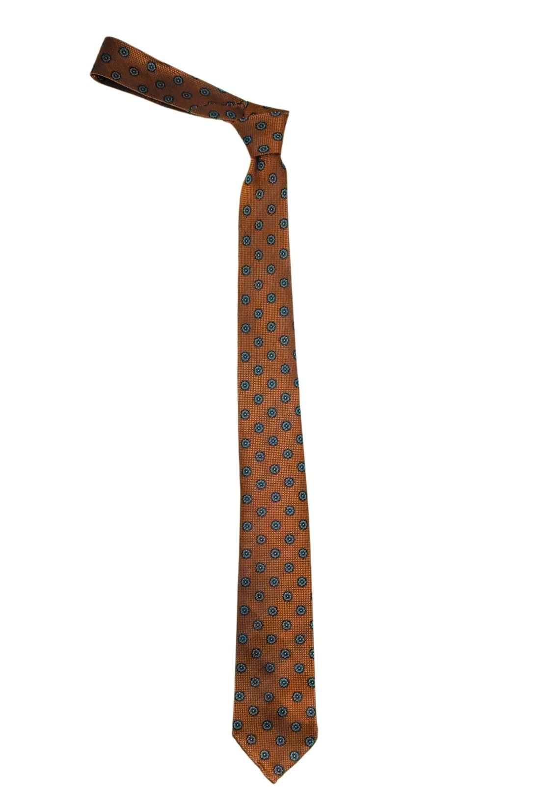 Orange Floral Italian Silk Necktie for Men