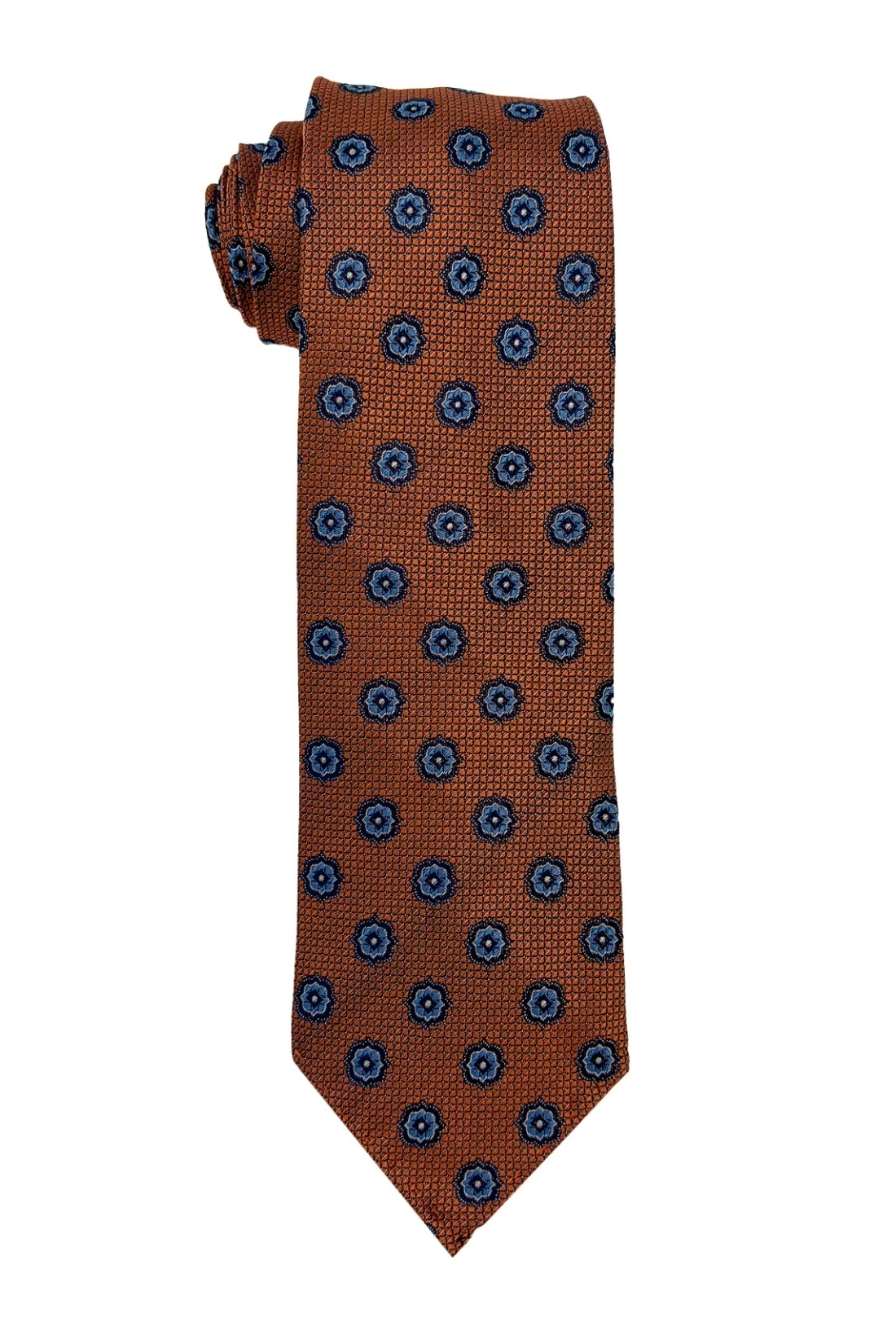 Orange Floral Italian Silk Necktie for Men