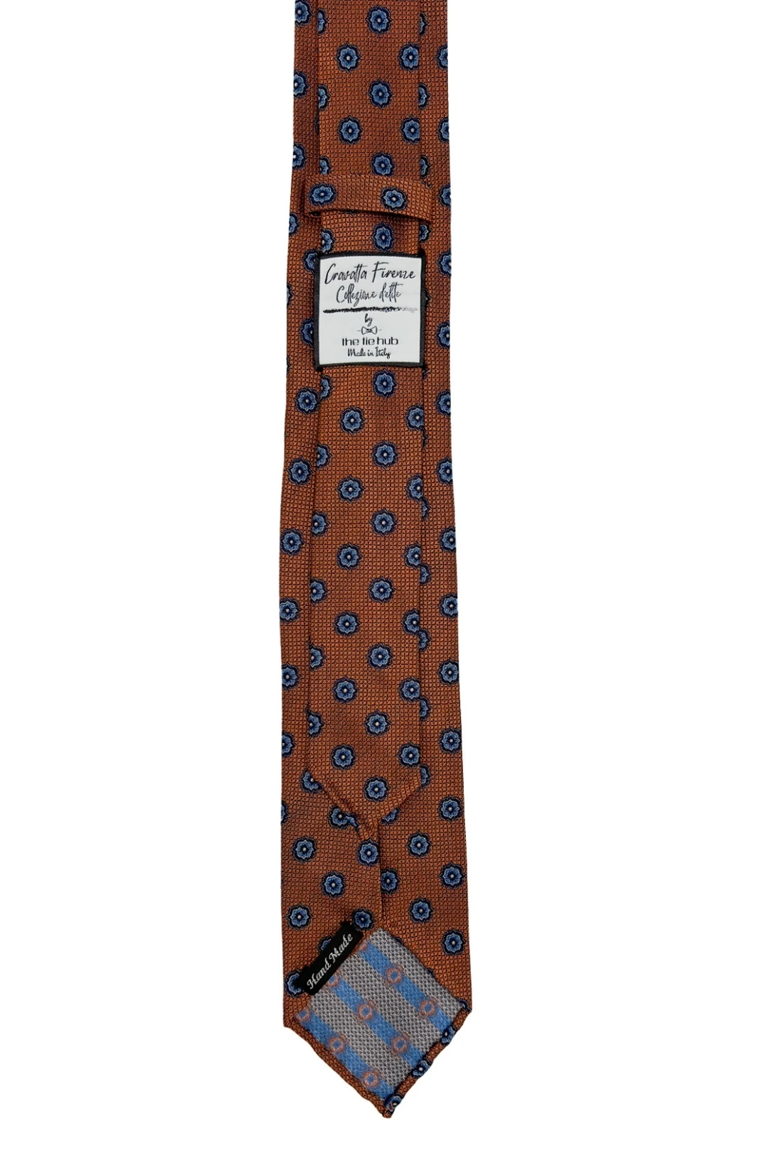 Orange Floral Italian Silk Necktie for Men