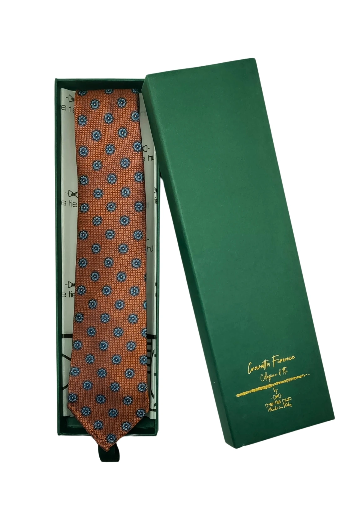 Orange Floral Italian Silk Necktie for Men