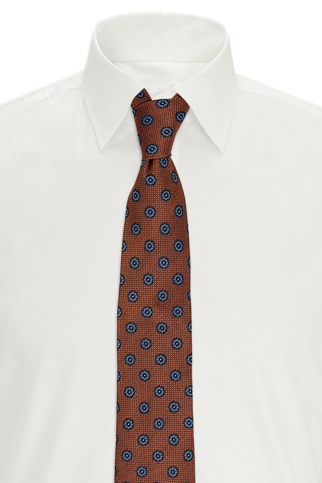 Orange Floral Italian Silk Necktie for Men