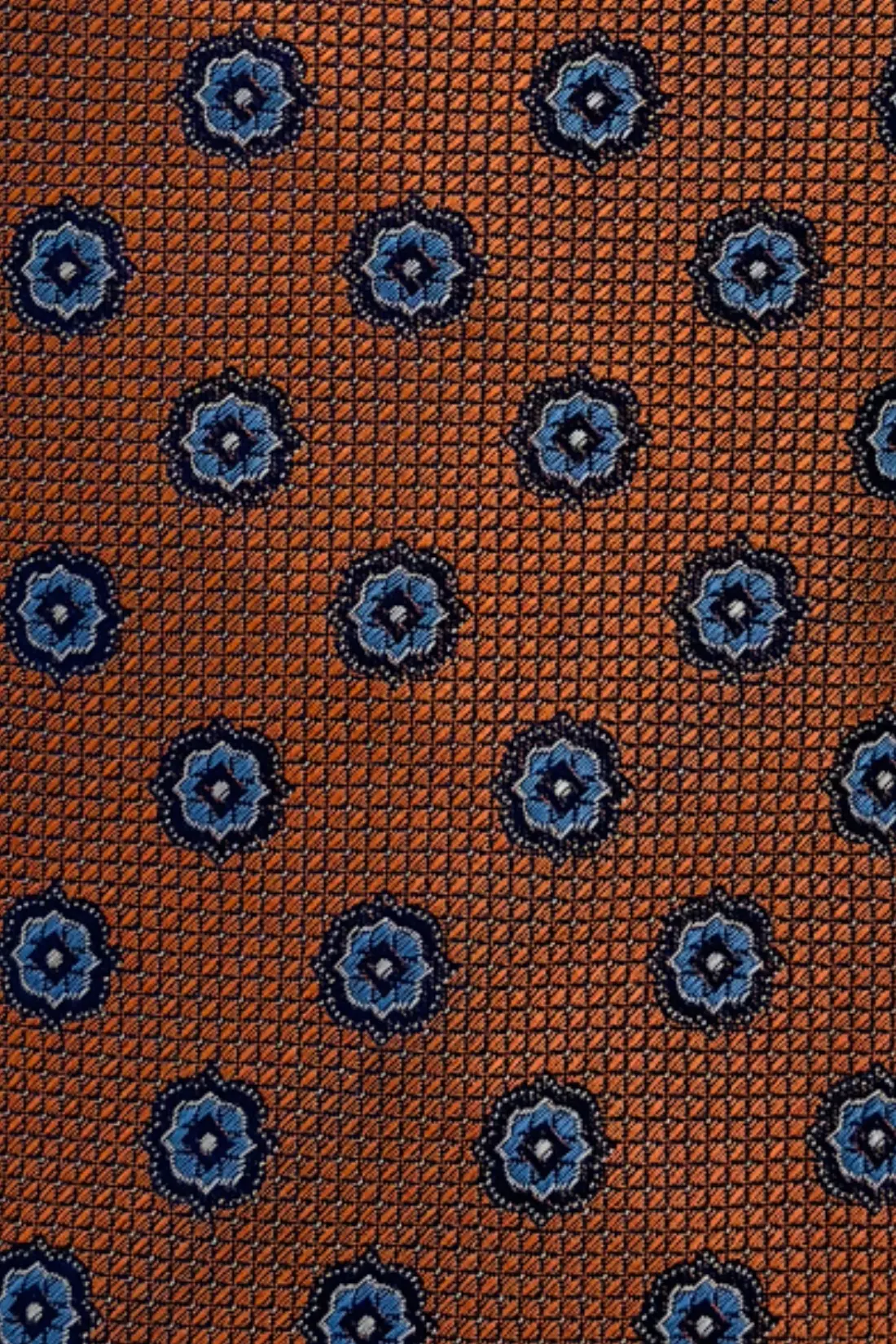 Orange Floral Italian Silk Necktie for Men