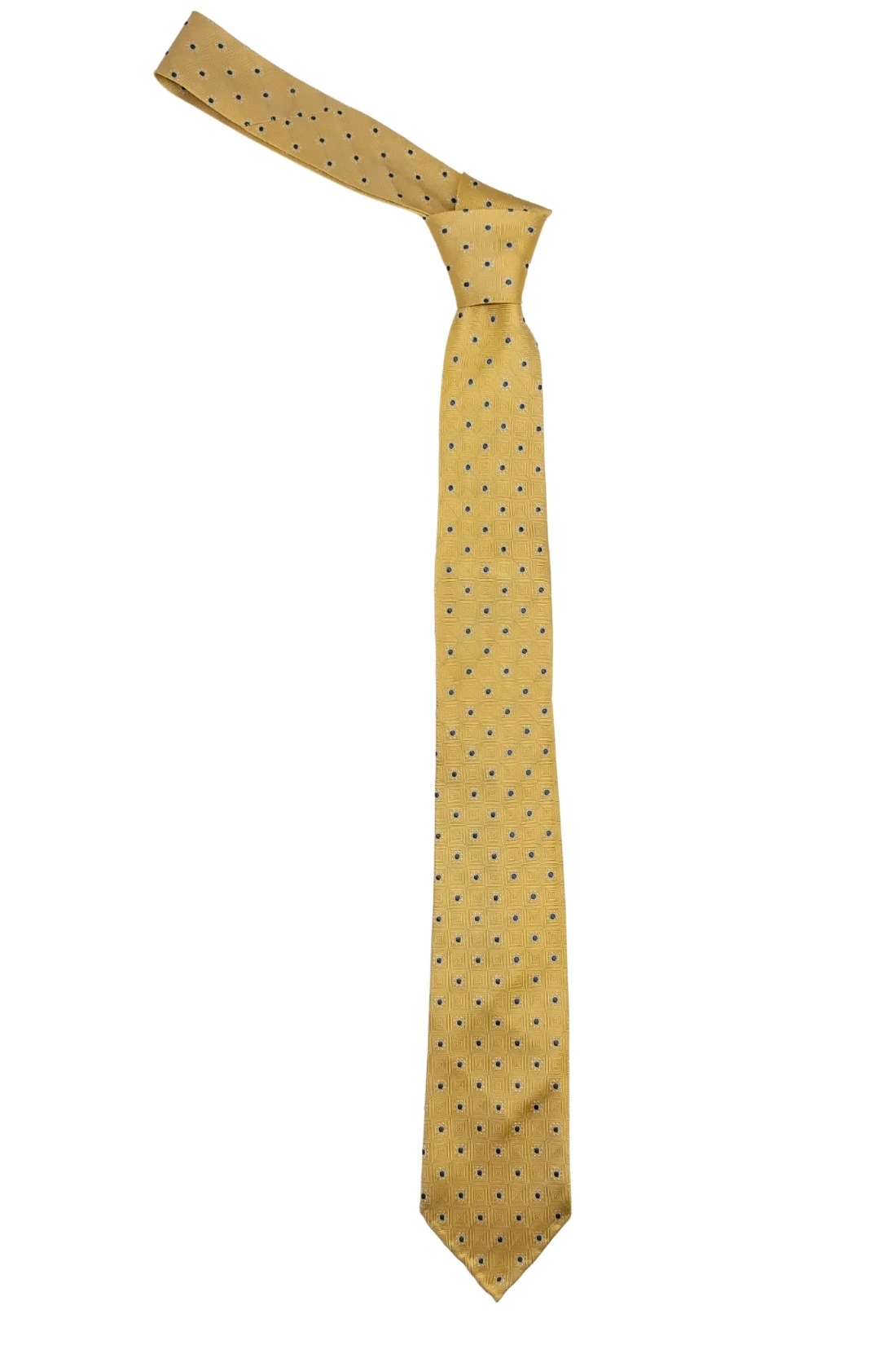 Yellow Polka Dot Italian Silk Necktie for Men