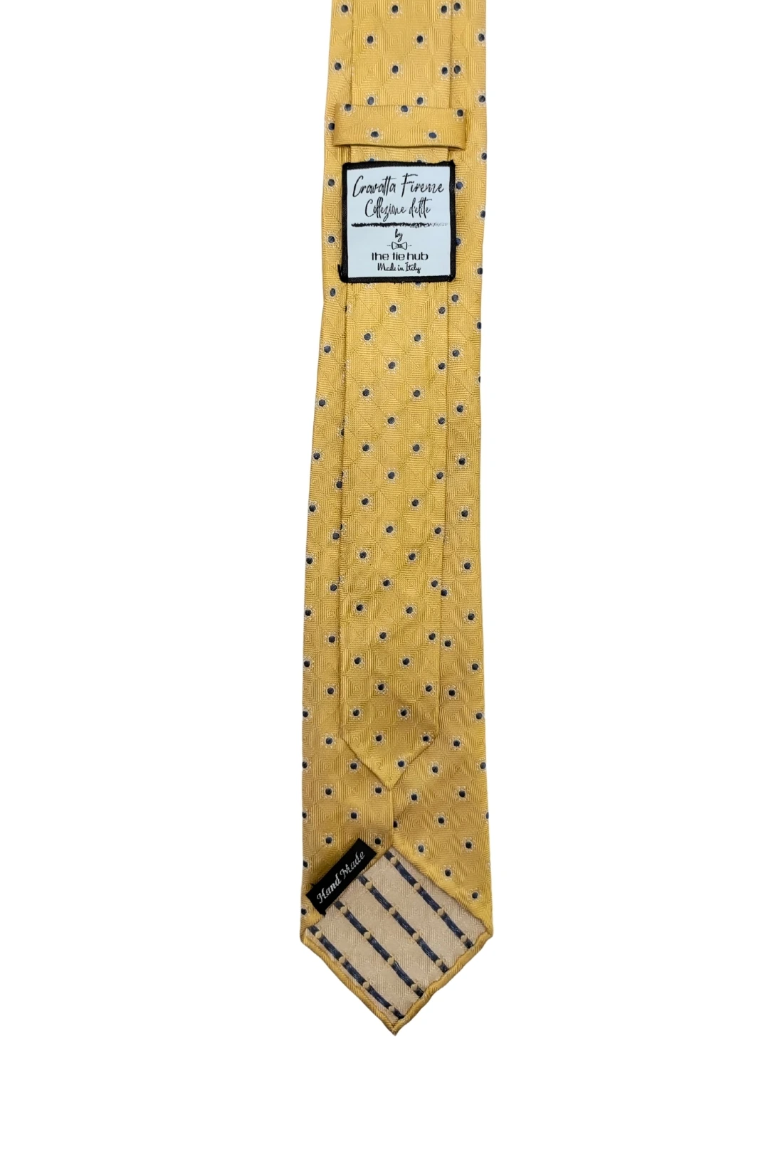 Yellow Polka Dot Italian Silk Necktie for Men