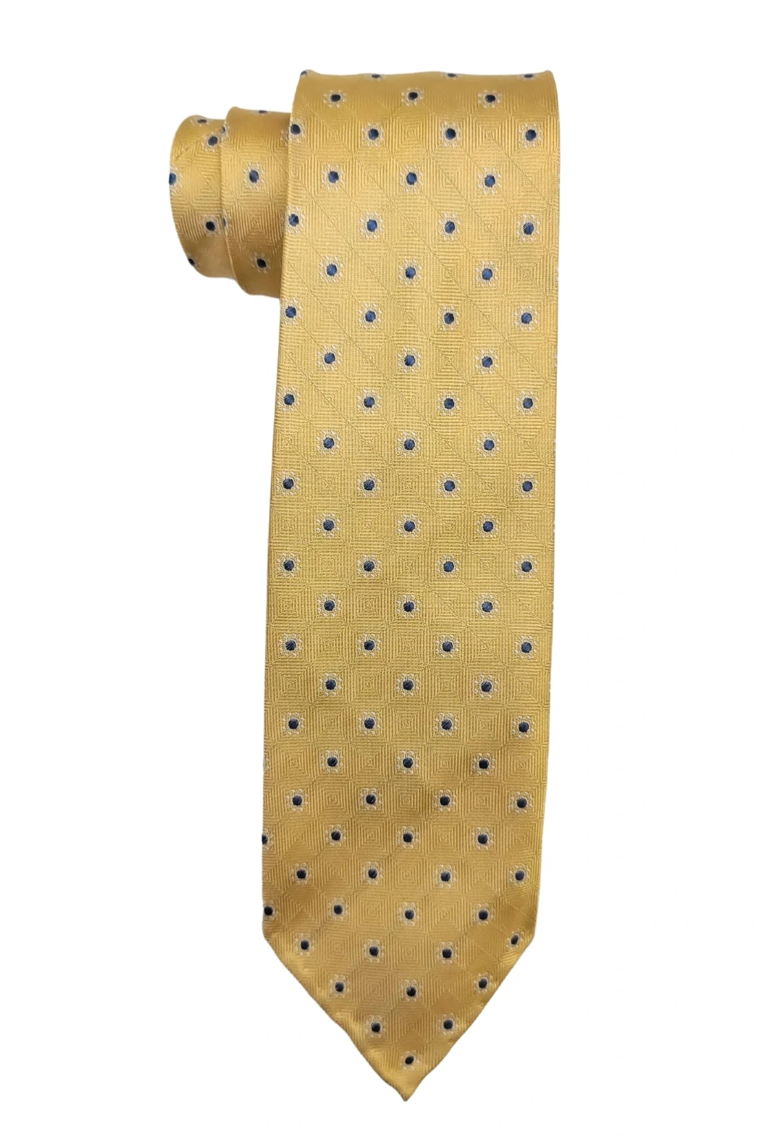 Yellow Polka Dot Italian Silk Necktie for Men