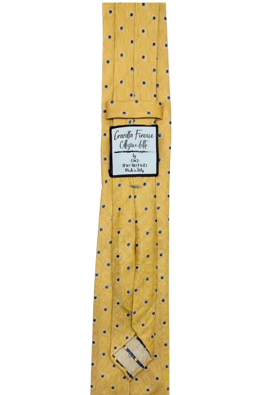 Yellow Polka Dot Italian Silk Necktie for Men