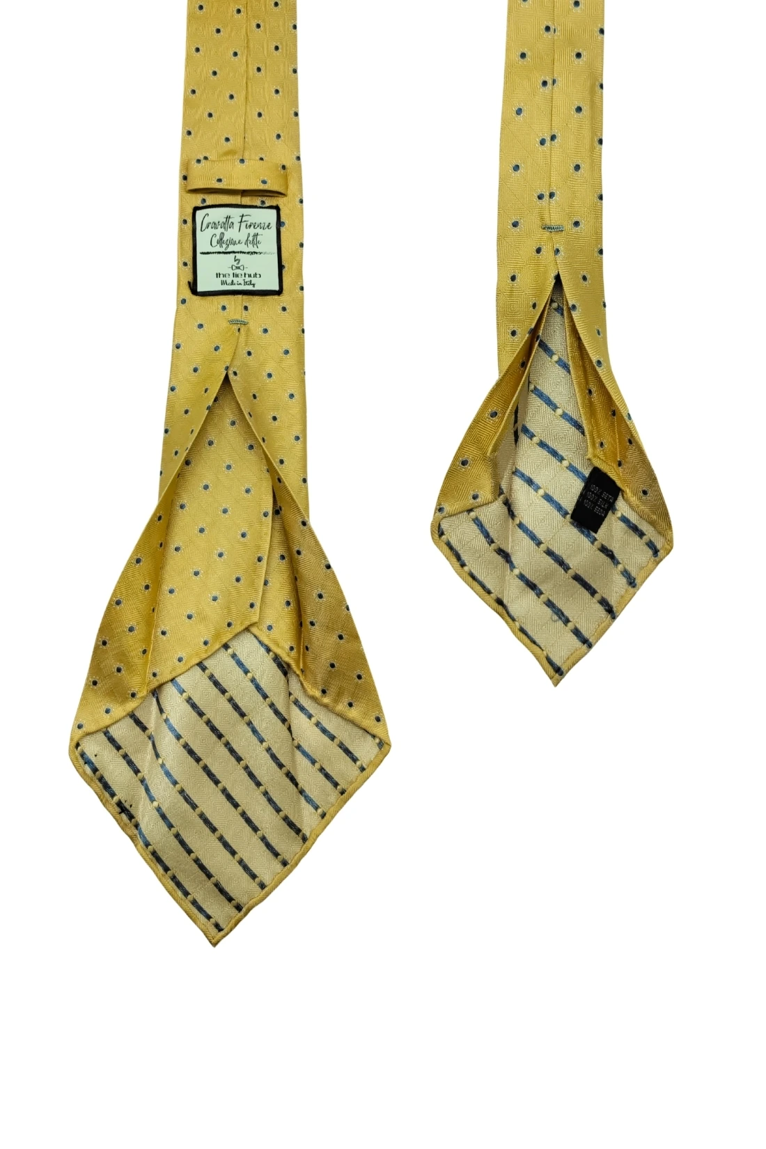 Yellow Polka Dot Italian Silk Necktie for Men