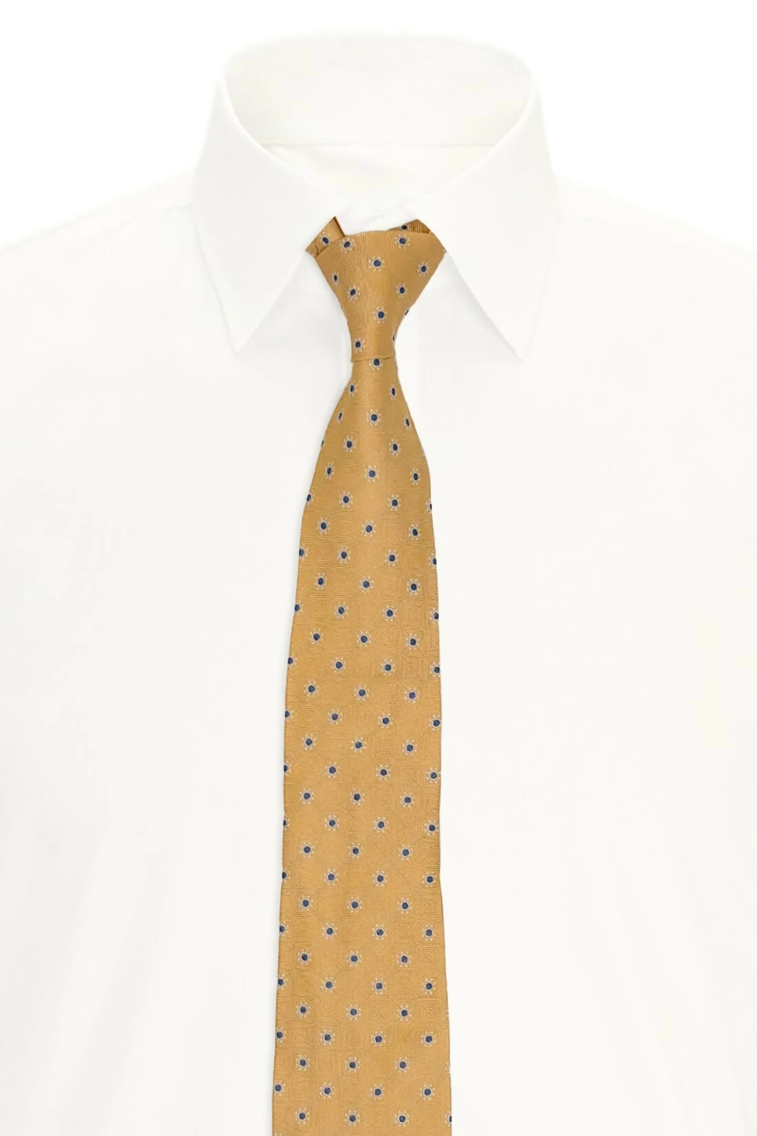 Yellow Polka Dot Italian Silk Necktie for Men