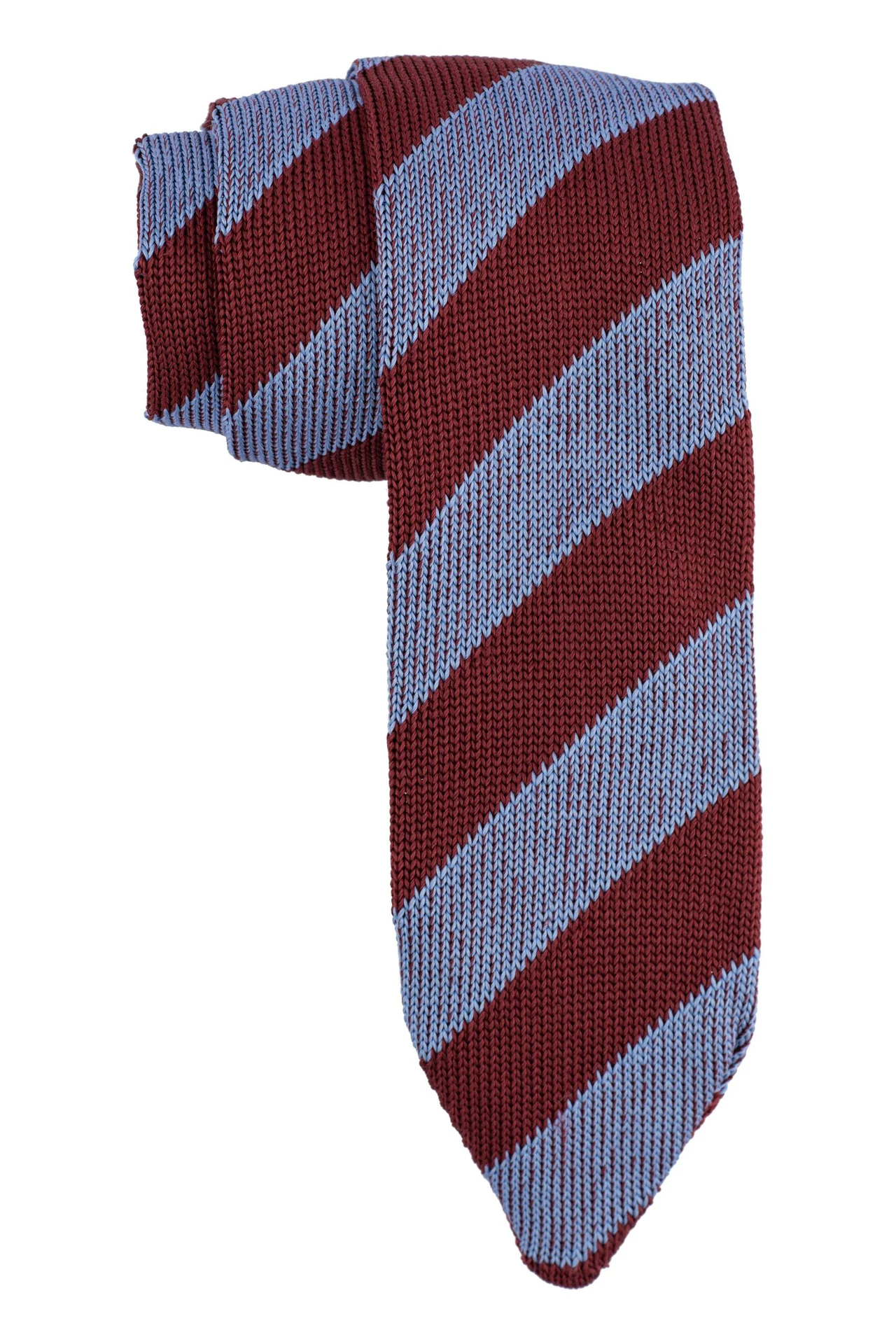 Blue Striped Knitted Silk Necktie for Men