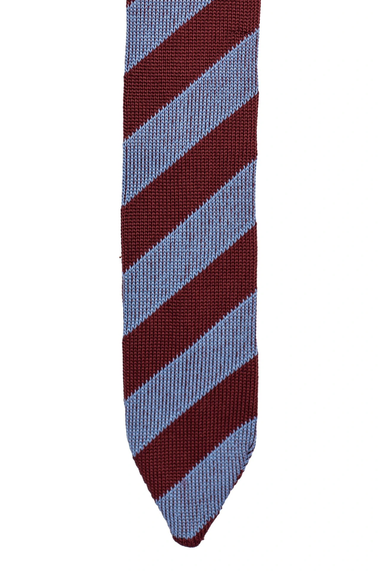Blue Striped Knitted Silk Necktie for Men