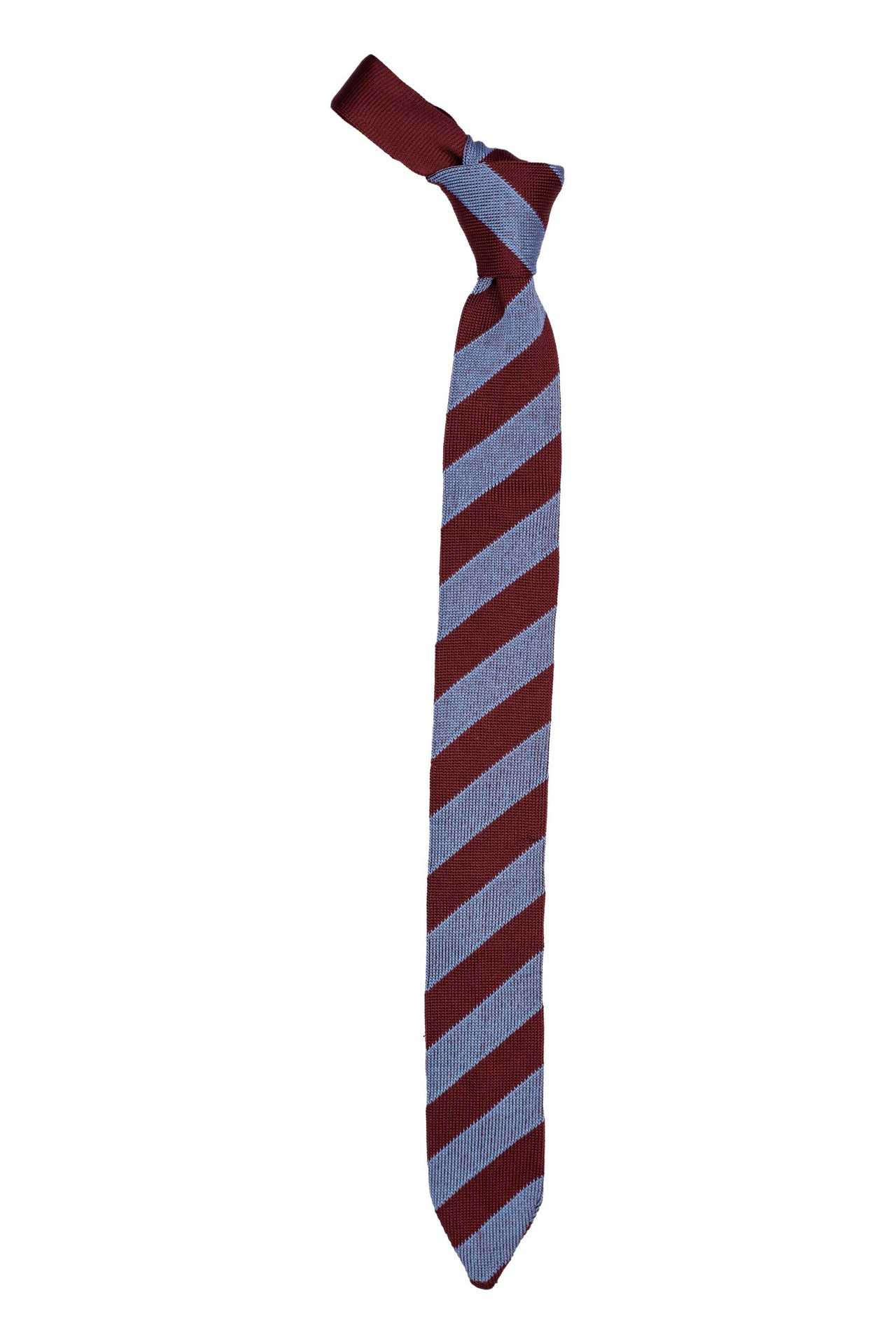 Blue Striped Knitted Silk Necktie for Men
