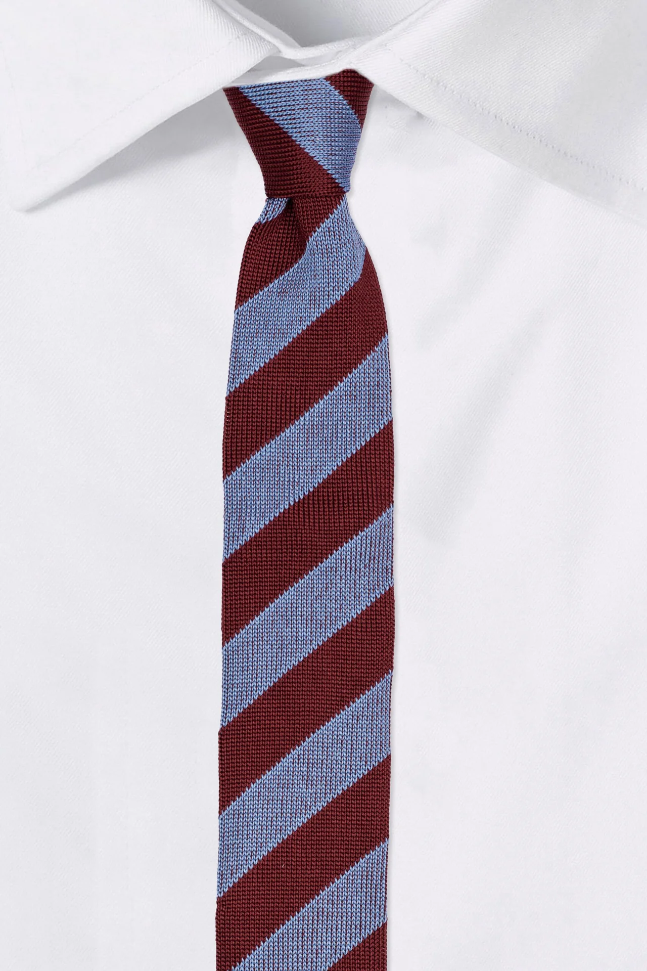 Blue Striped Knitted Silk Necktie for Men