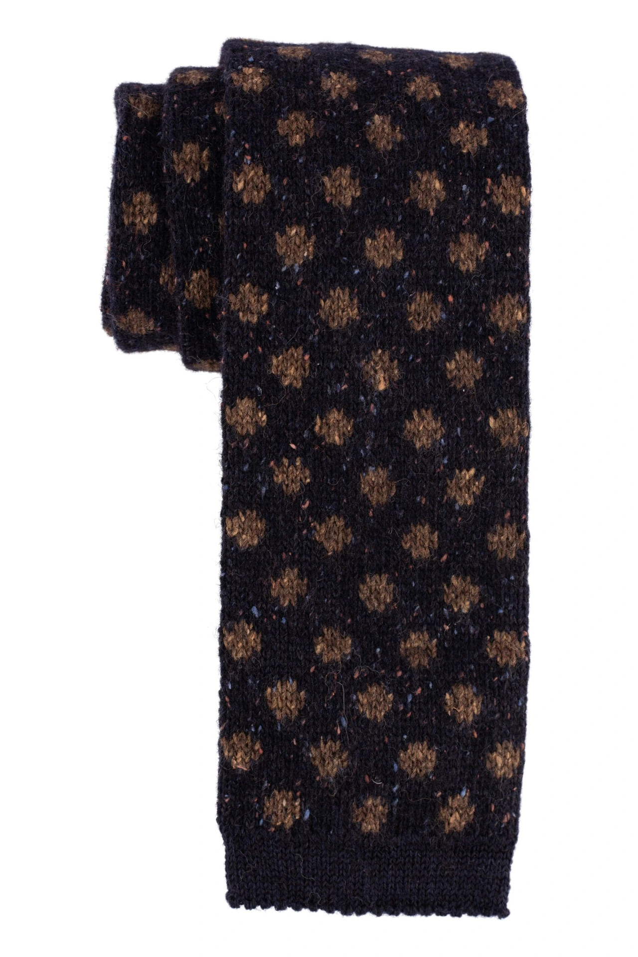 Blue Polka Dot Knitted Wool Necktie for Men