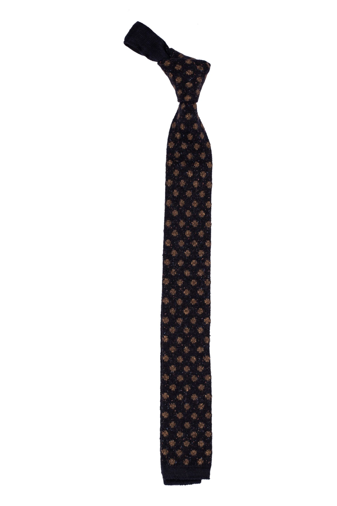 Blue Polka Dot Knitted Wool Necktie for Men