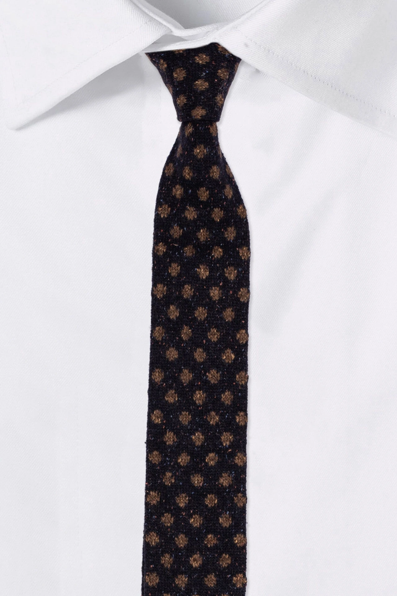 Blue Polka Dot Knitted Wool Necktie for Men