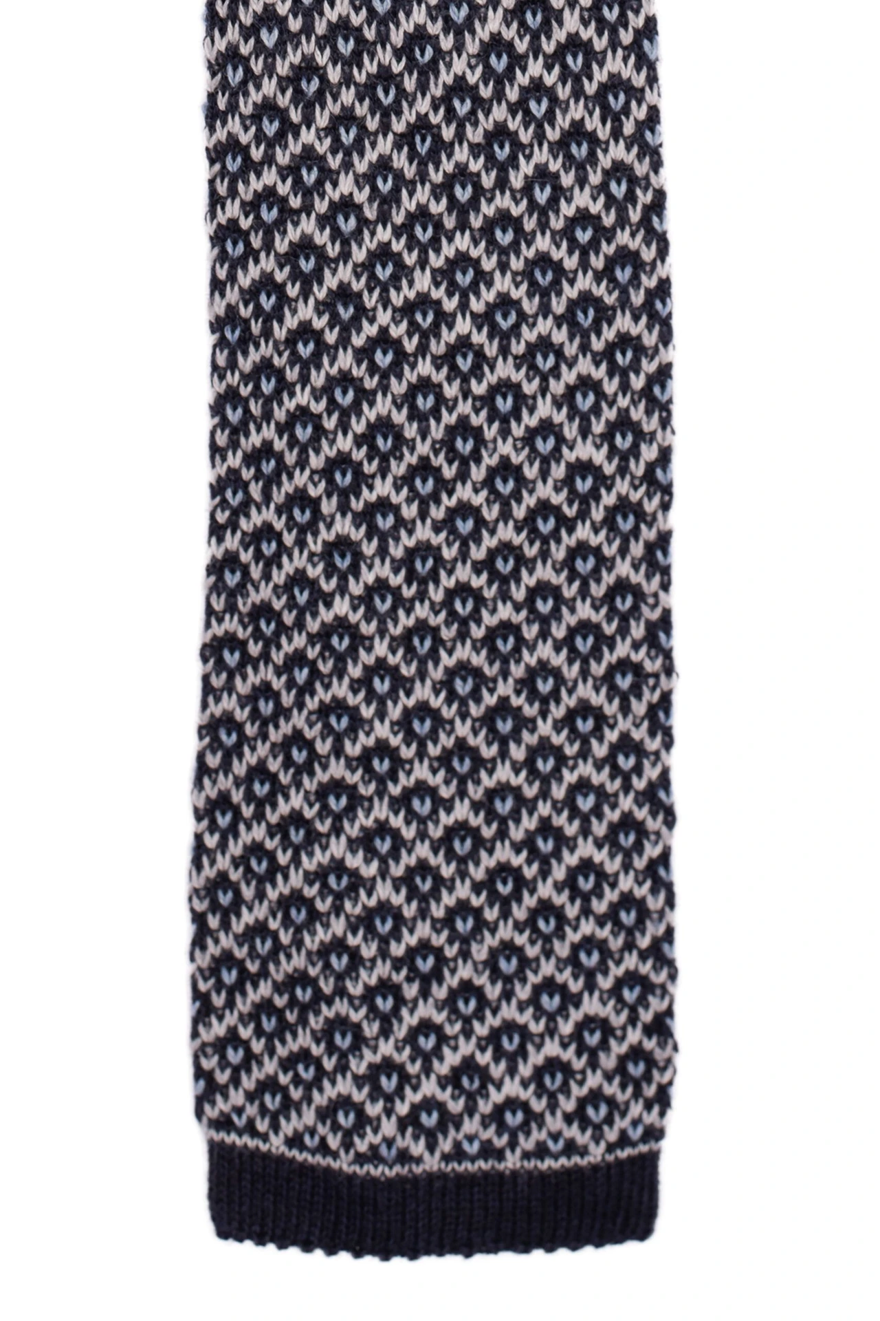 Blue Geometric Knitted Wool Necktie for Men