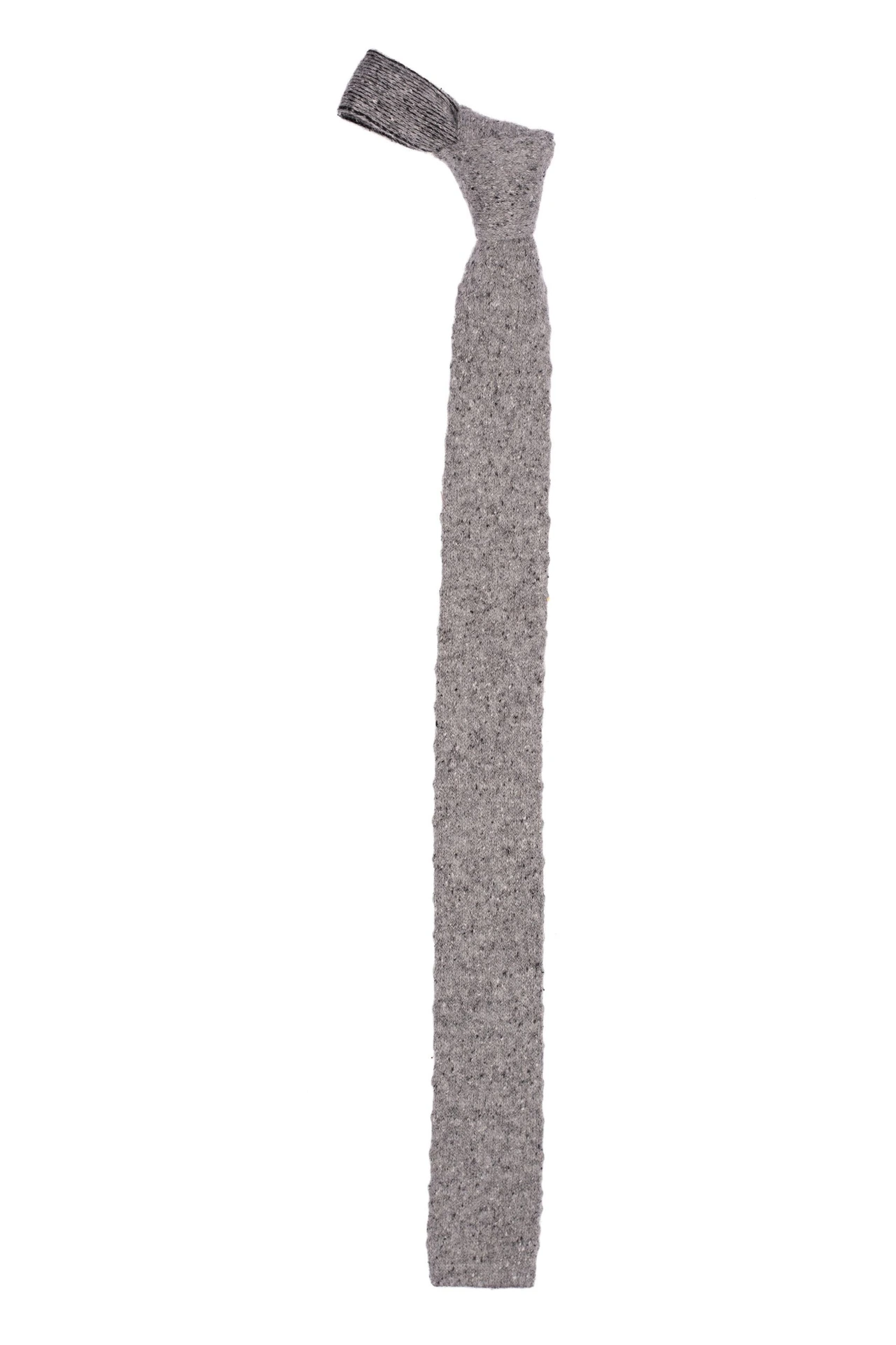 Grey Solid Knitted Wool Necktie for Men