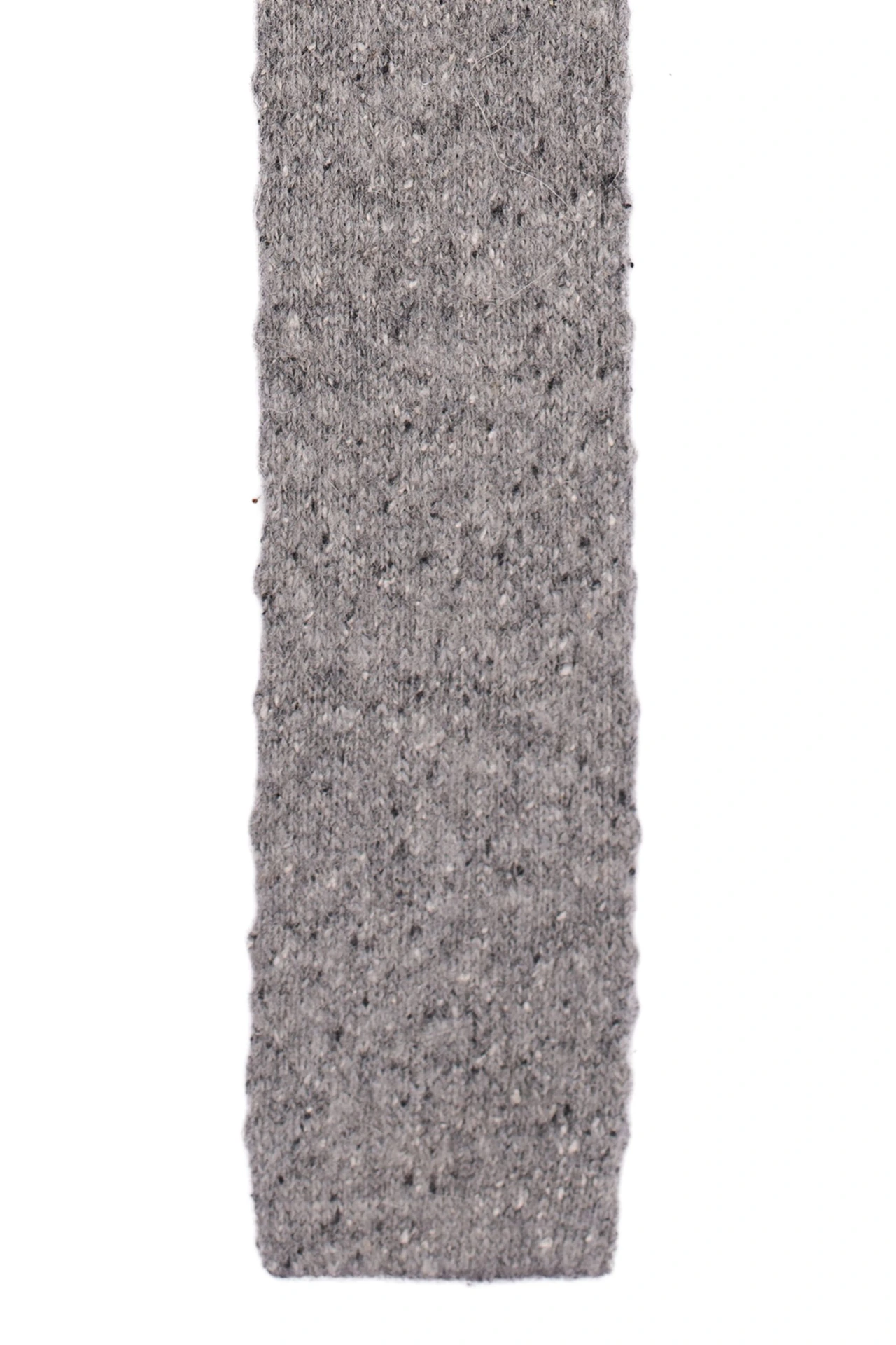 Grey Solid Knitted Wool Necktie for Men