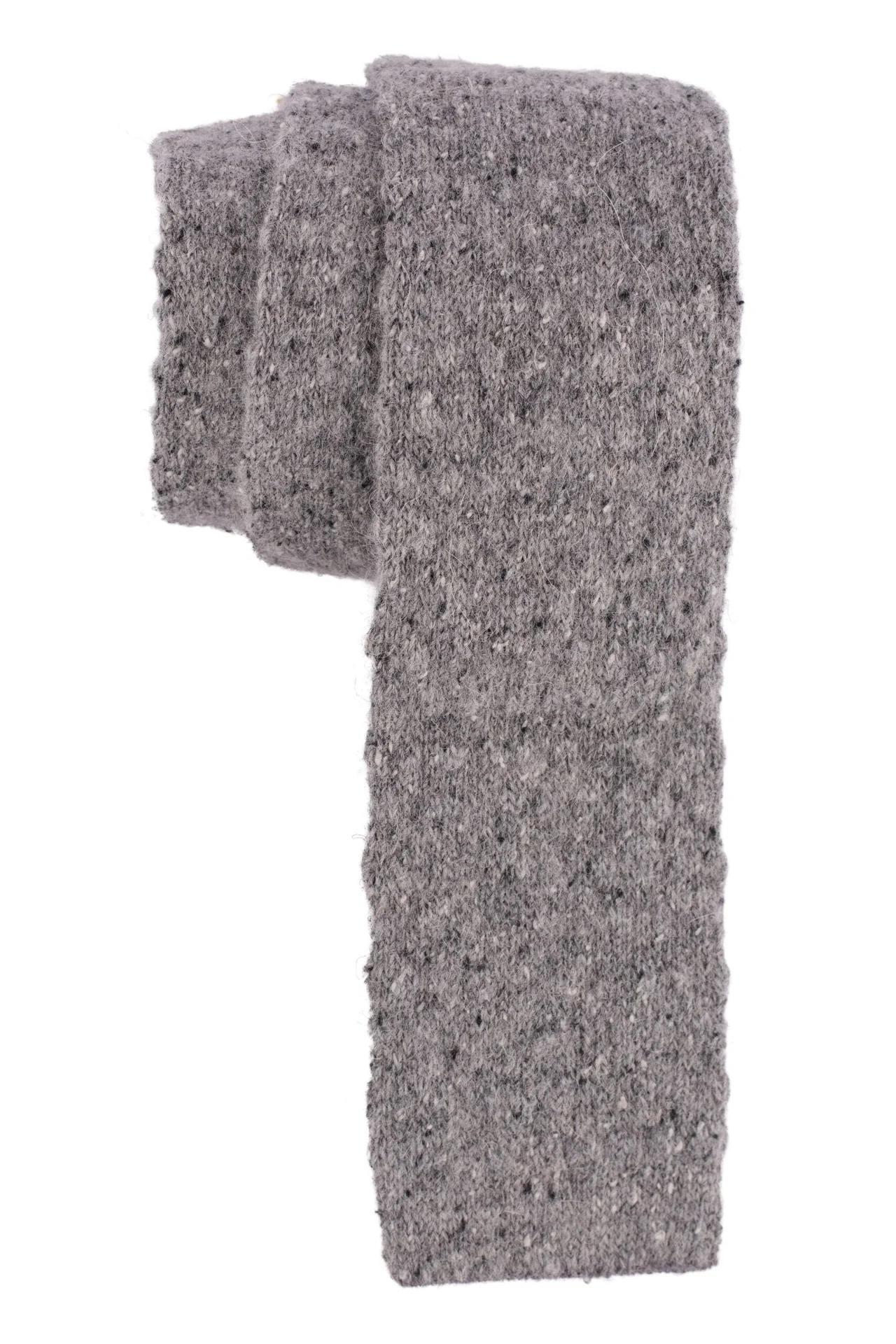 Grey Solid Knitted Wool Necktie for Men