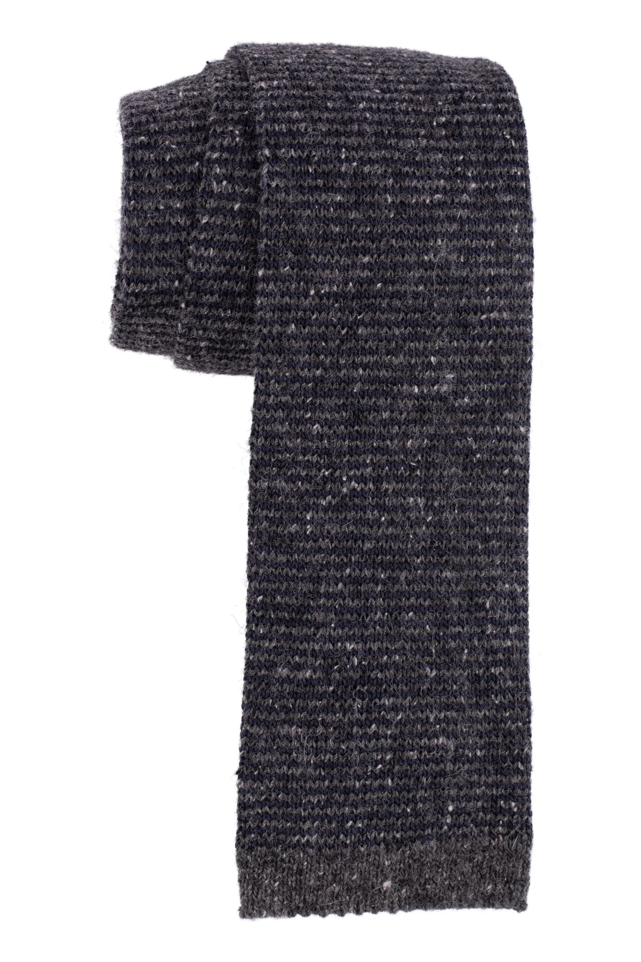 Blue Striped Knitted Wool Necktie for Men