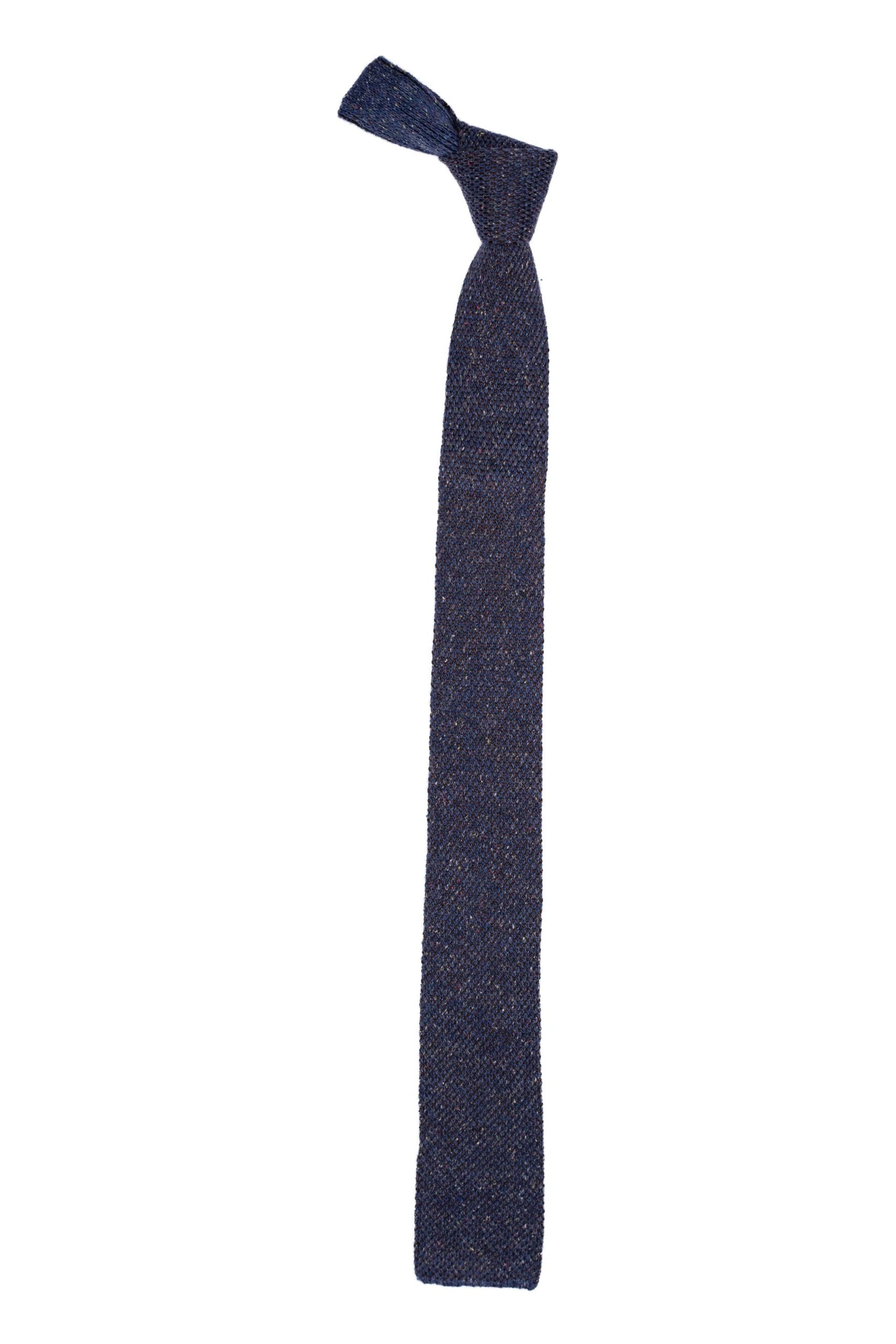 Blue Solid Knitted Wool Necktie for Men