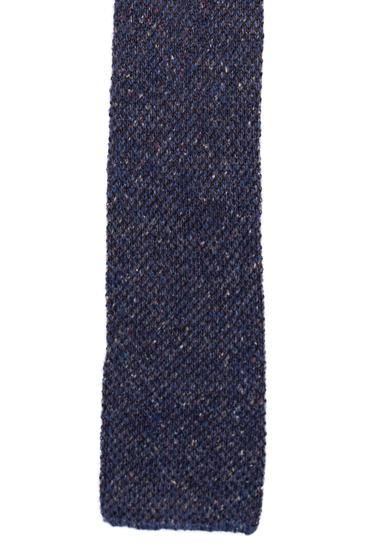 Blue Solid Knitted Wool Necktie for Men