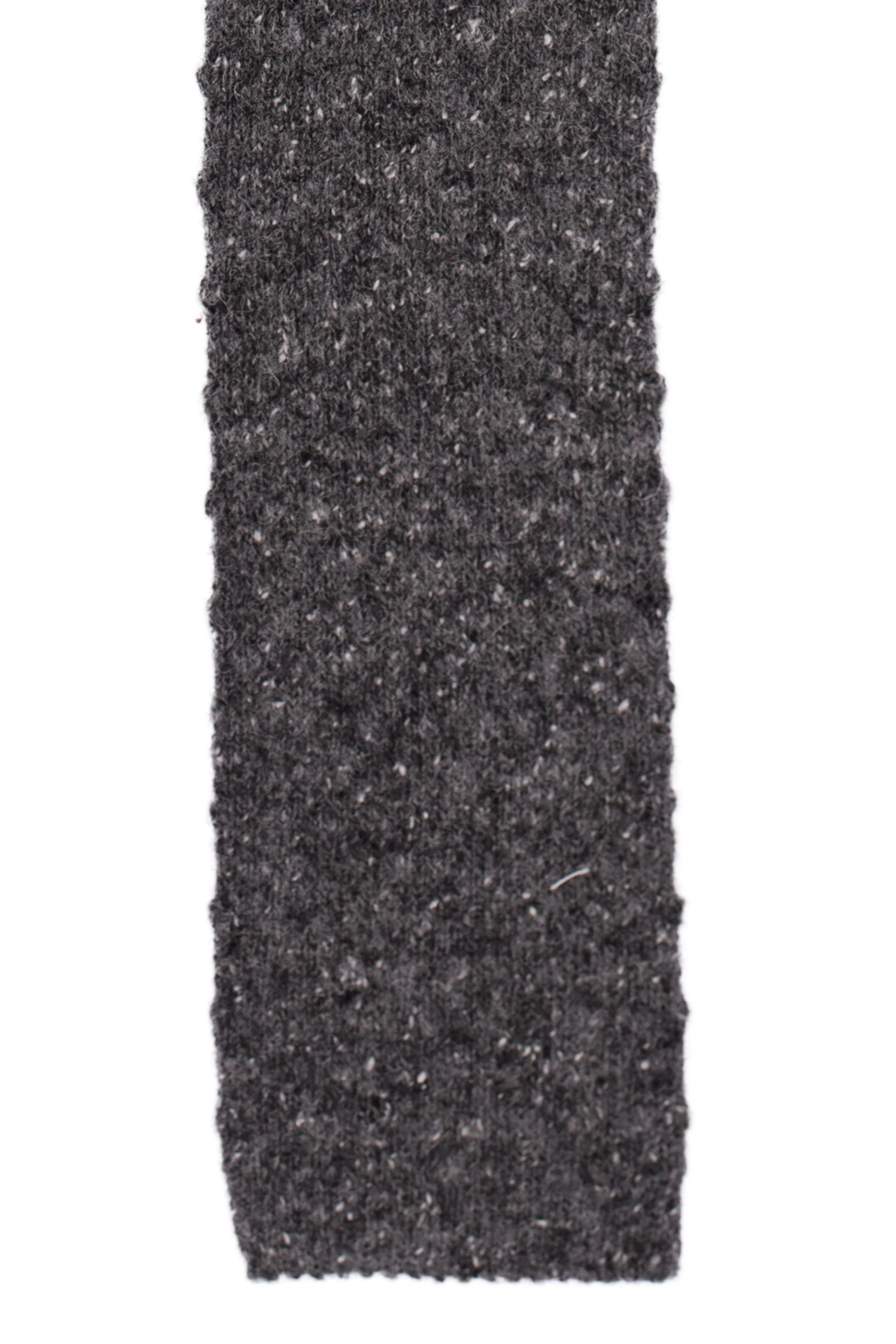 Grey Solid Knitted Wool Necktie for Men