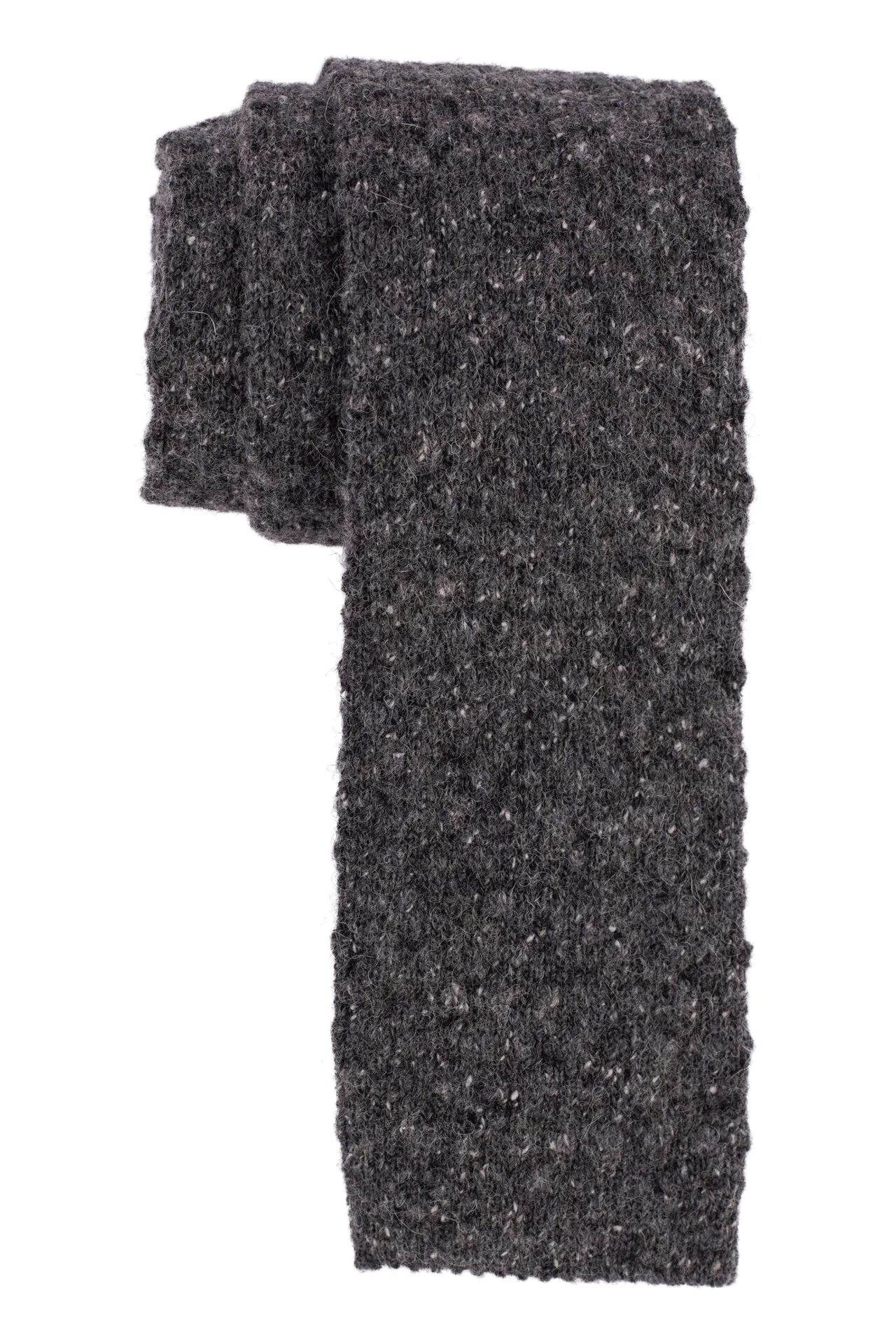 Grey Solid Knitted Wool Necktie for Men