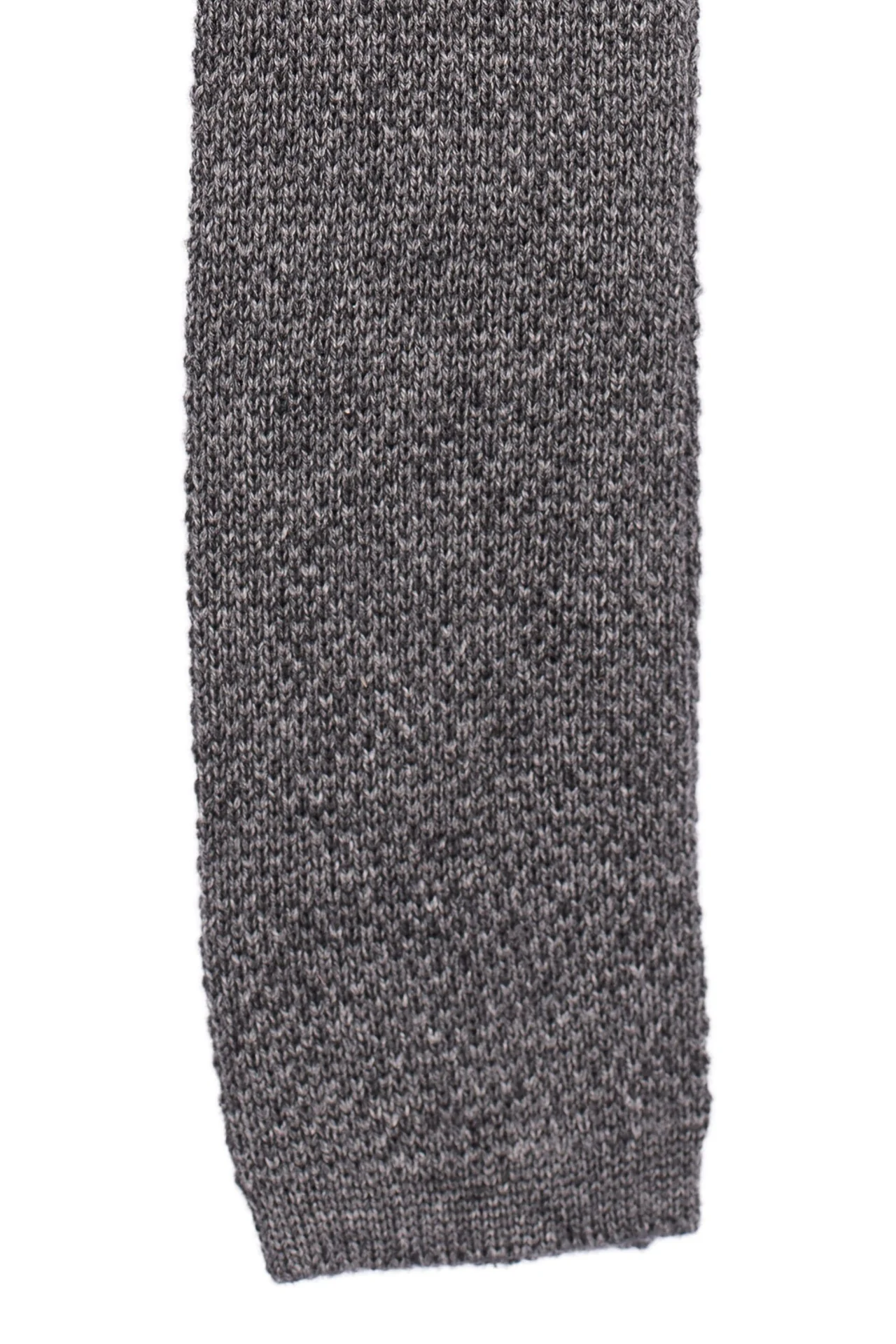 Grey Solid Knitted Wool Necktie for Men