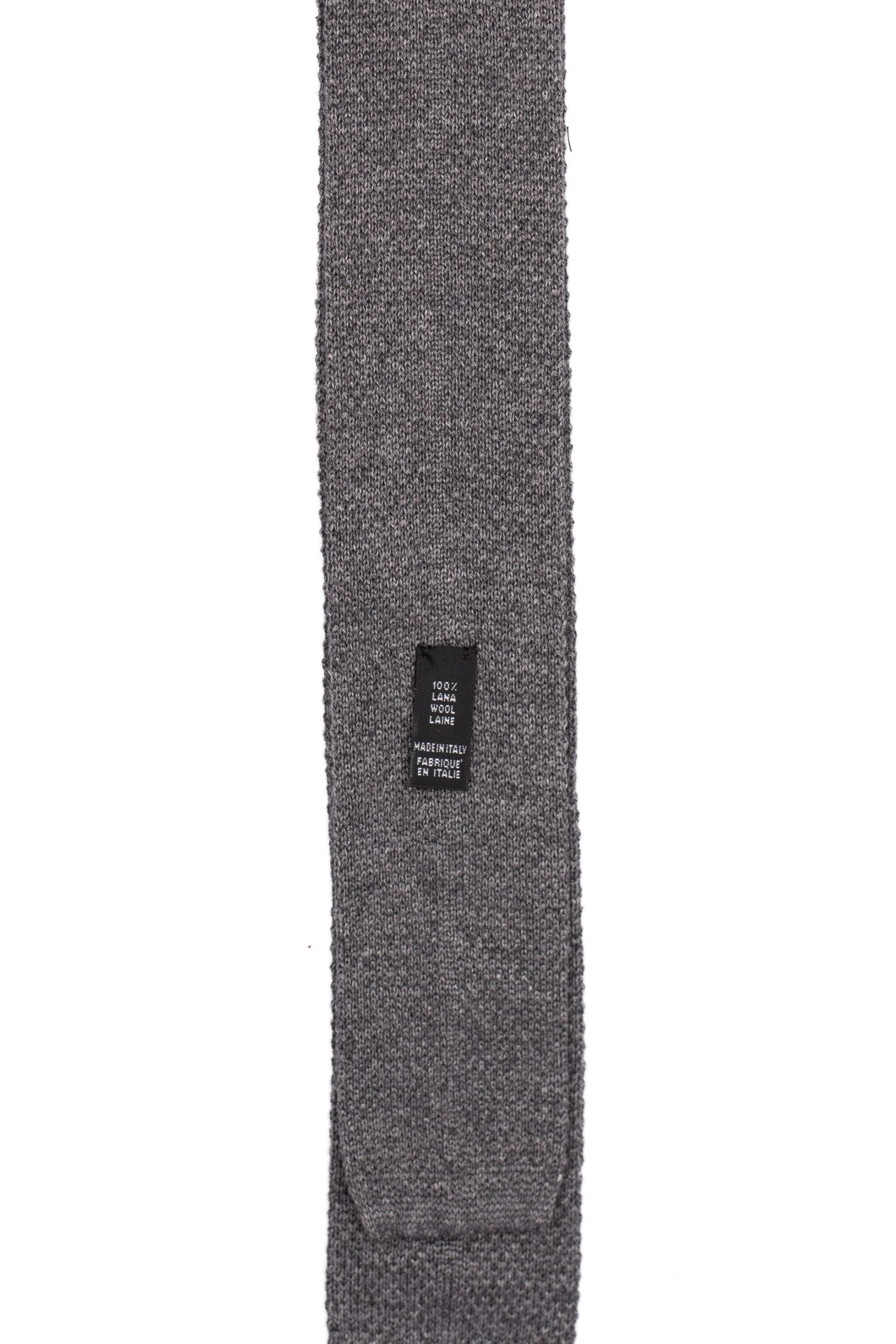 Grey Solid Knitted Wool Necktie for Men