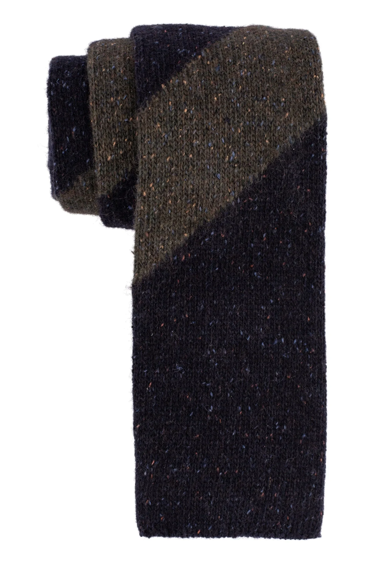 Blue Striped Knitted Wool Necktie for Men