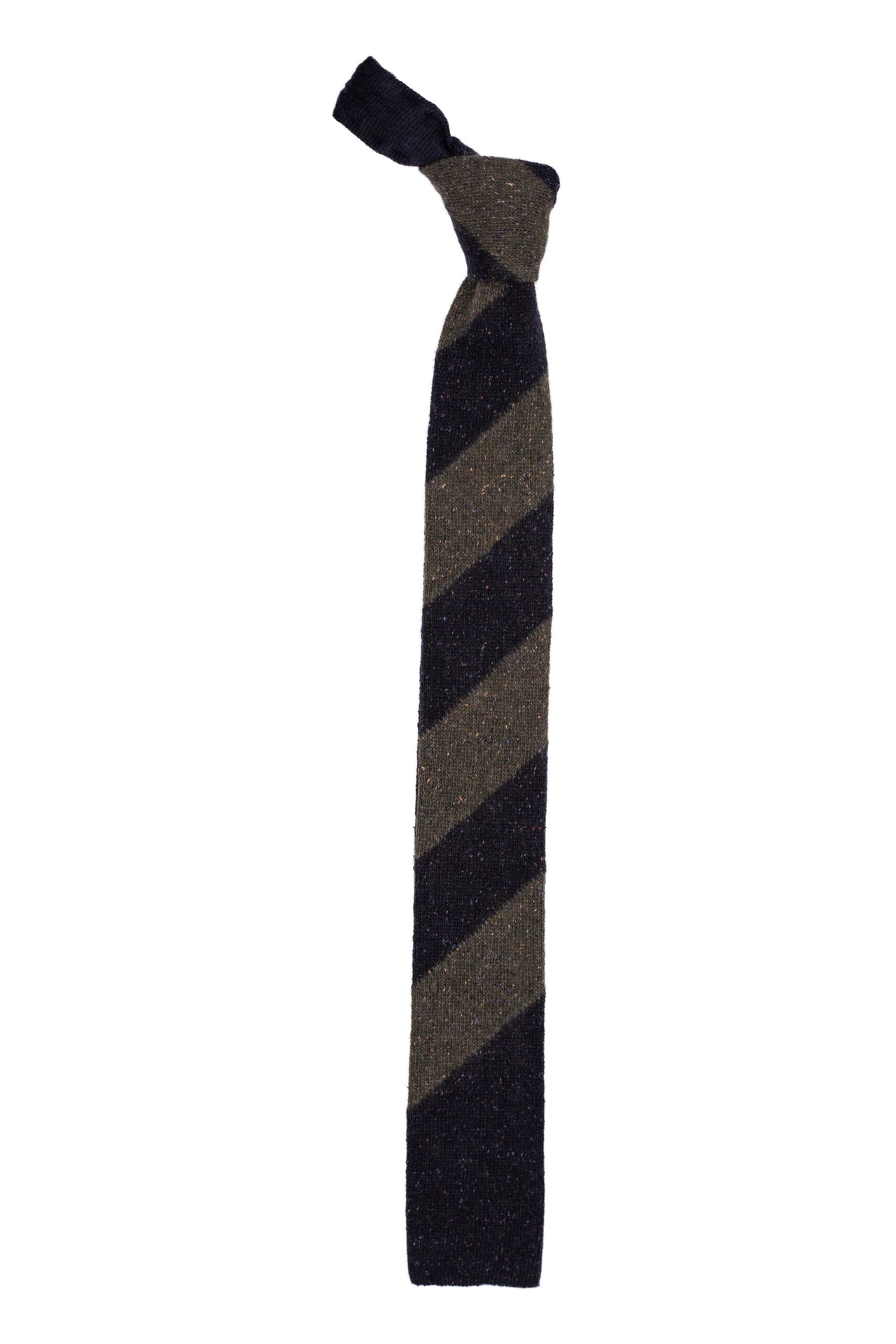 Blue Striped Knitted Wool Necktie for Men
