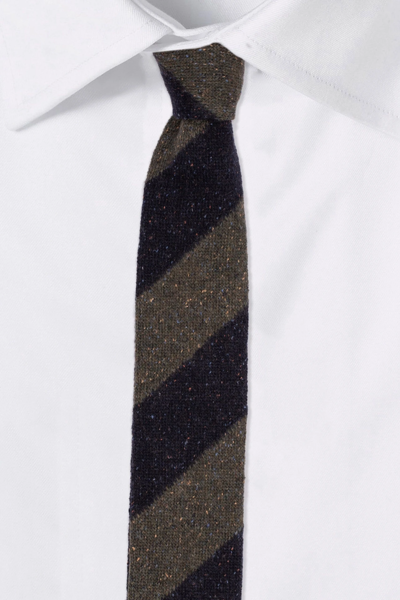 Blue Striped Knitted Wool Necktie for Men