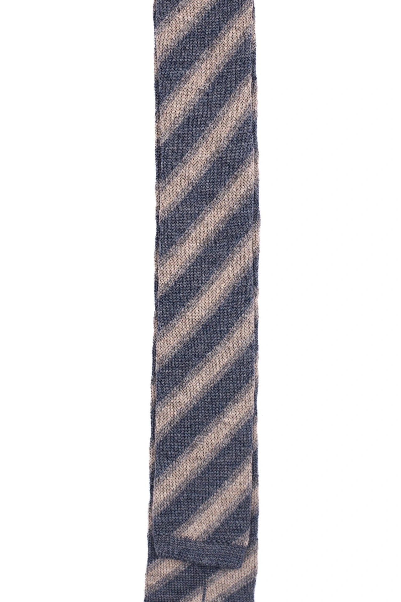 Blue Striped Knitted Wool Necktie for Men